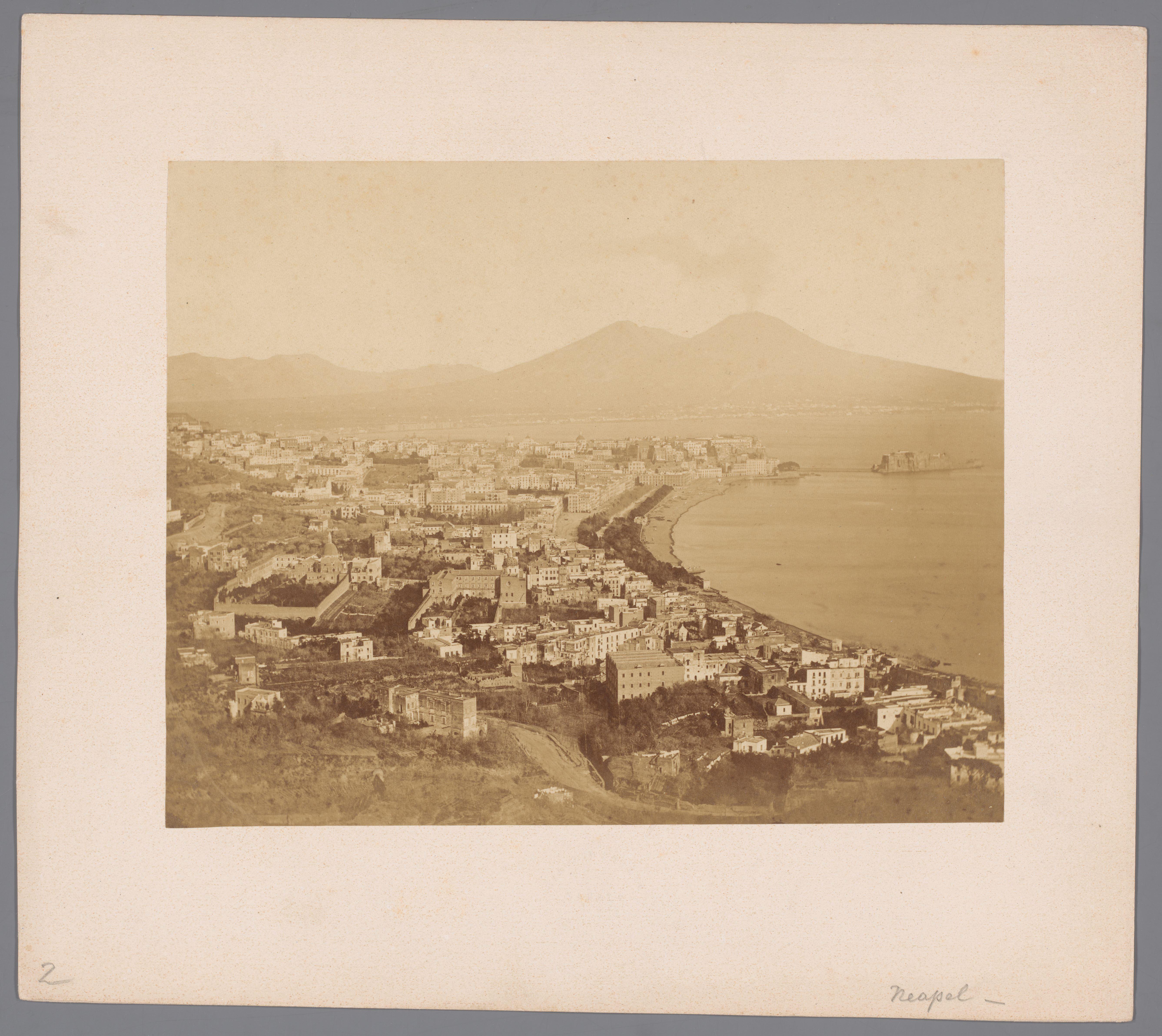 Gezicht op Napels met de Vesuvius op de achtergrond