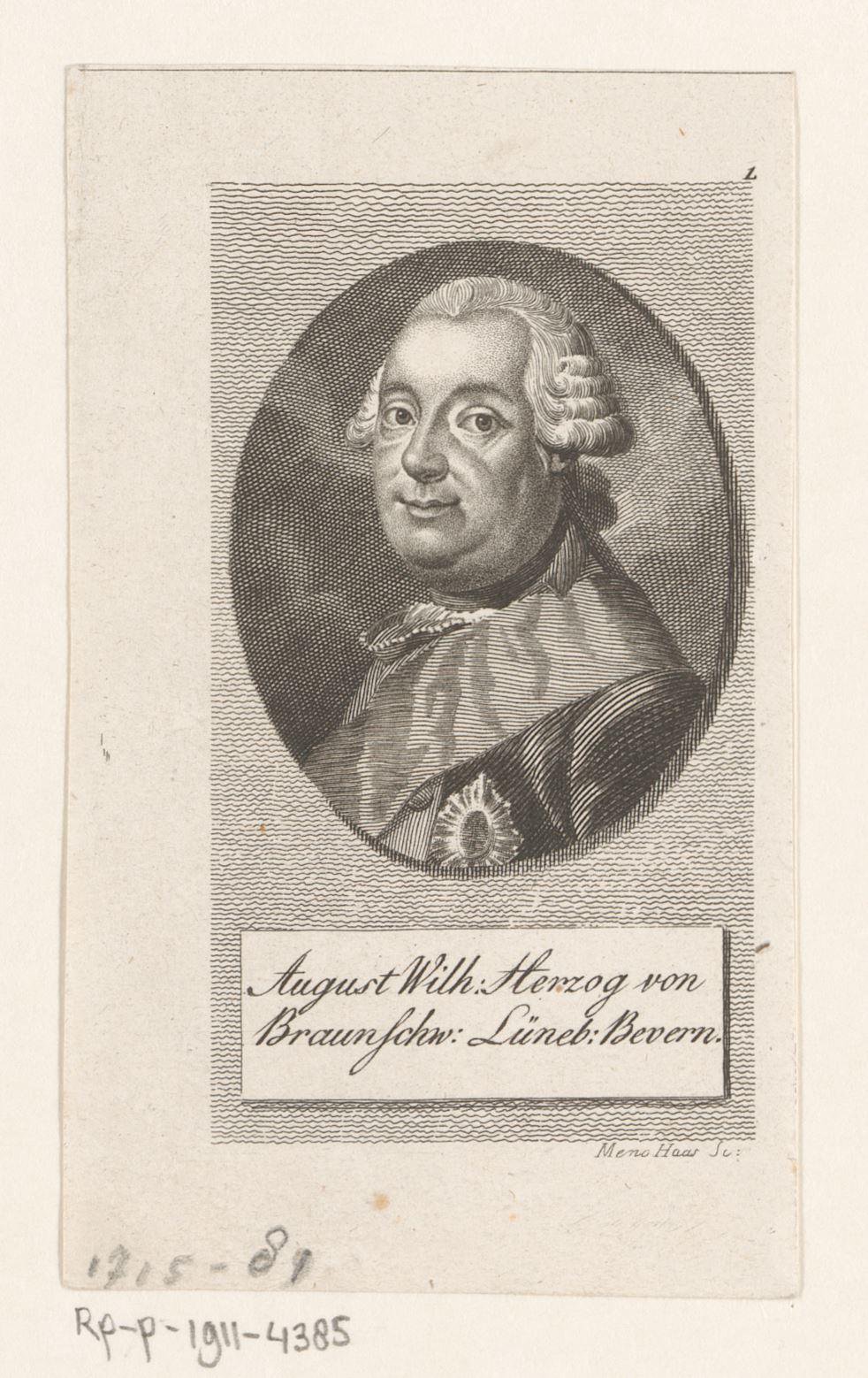 Portret van August Wilhelm von Braunschweig-Lüneburg-Bevern