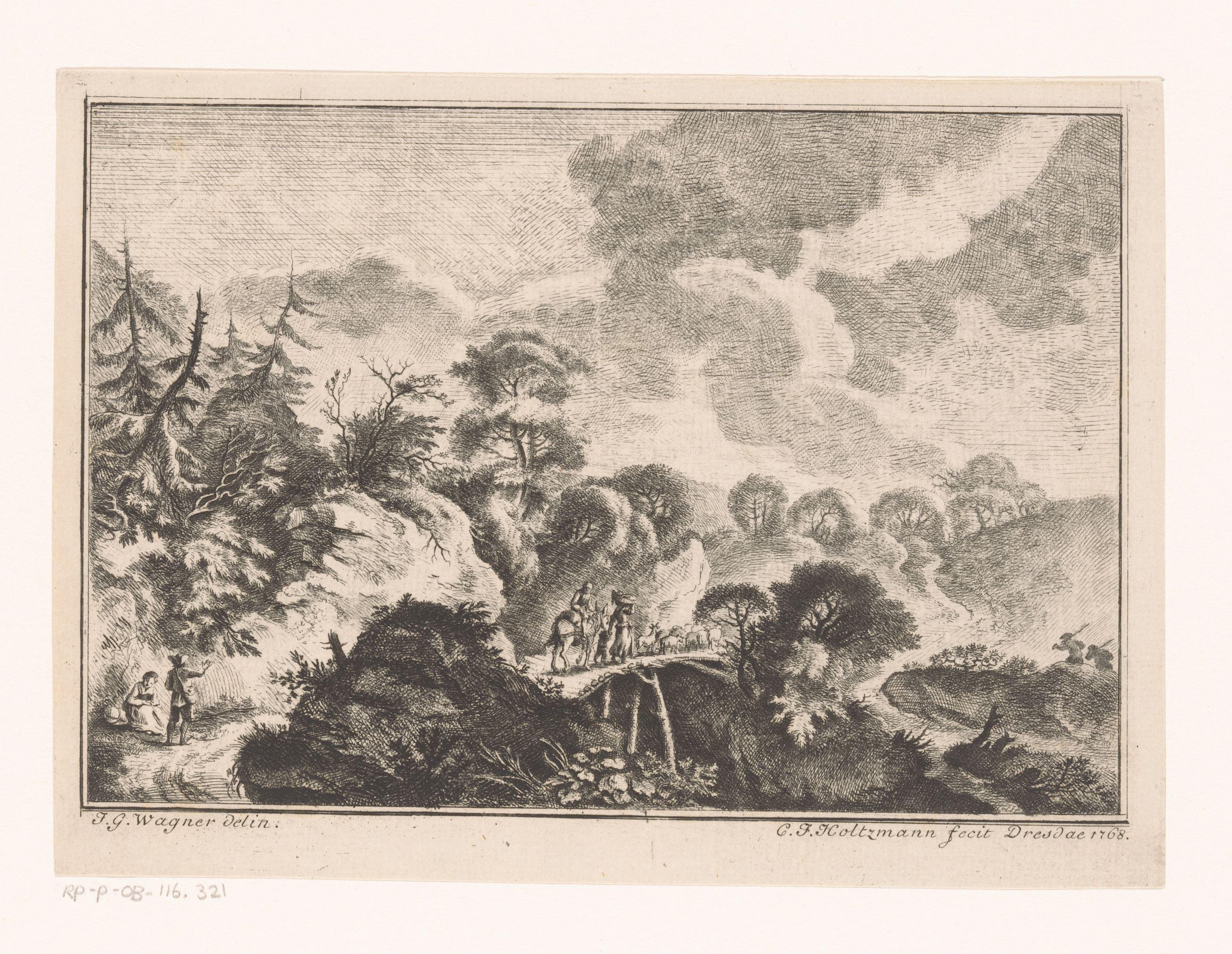 Heuvellandschap met schaapherders