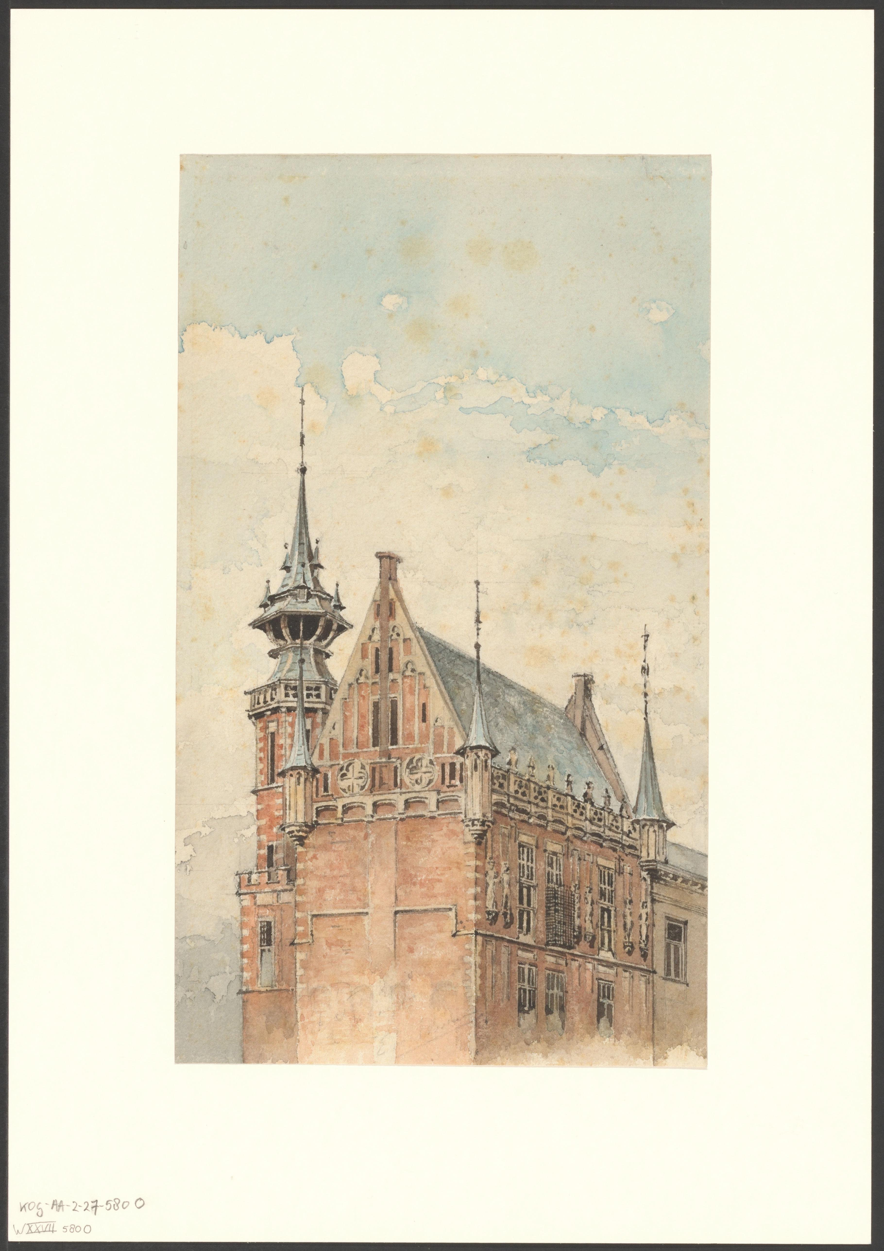Gezicht op een Hollands neogotisch gebouw
