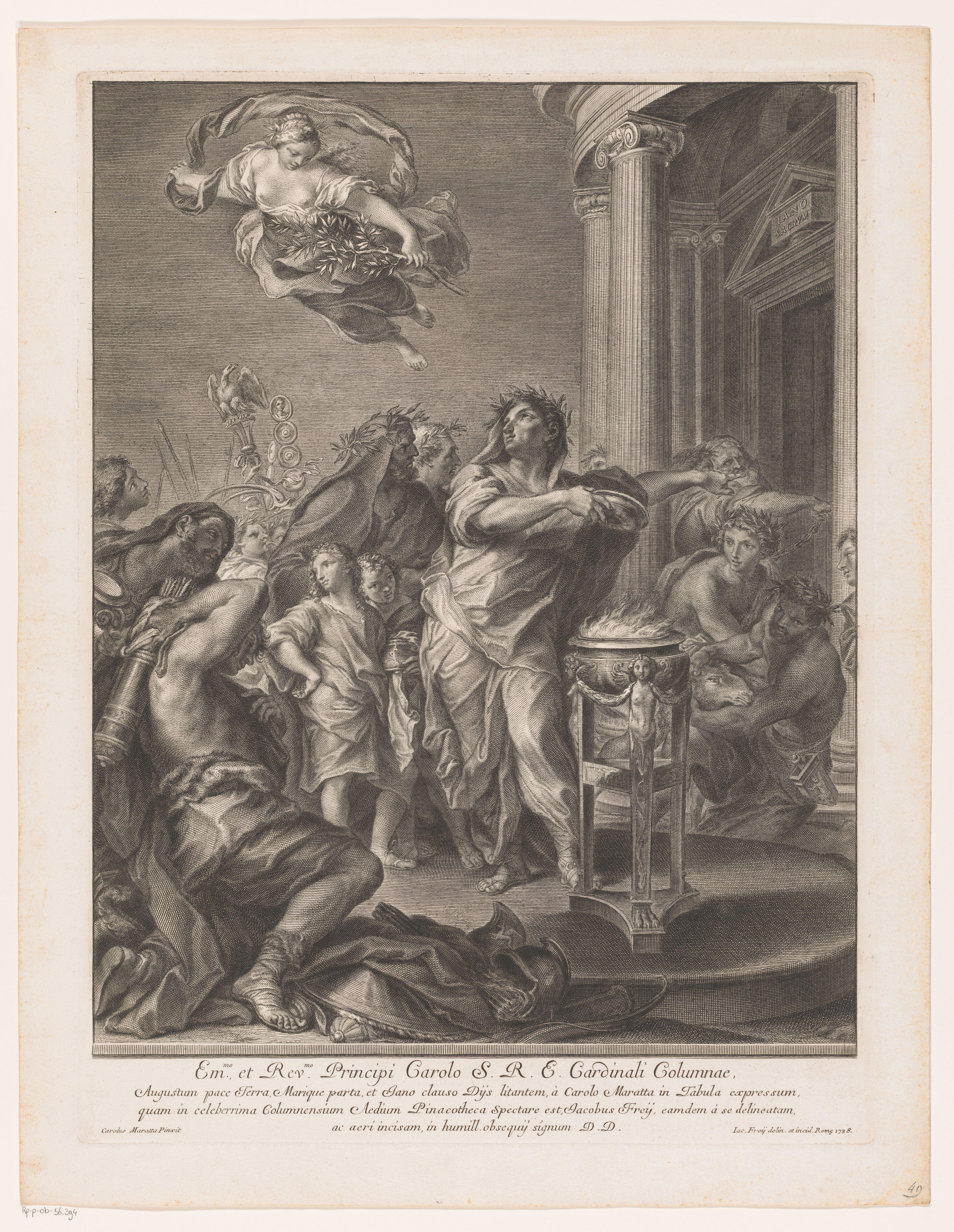 Keizer Augustus brengt een offer voor de tempel van Janus