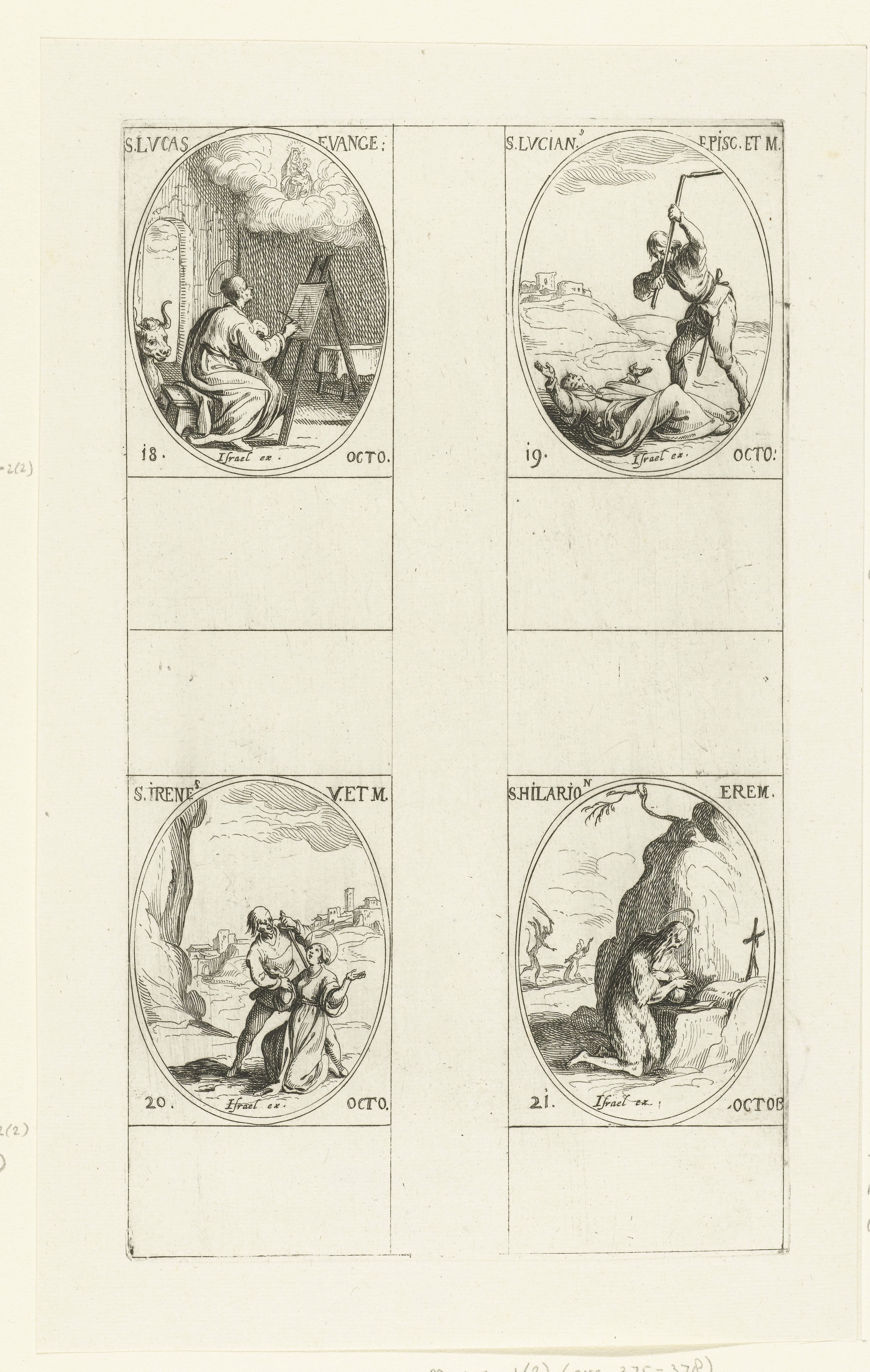 Heilige Lucas de Evangelist, Heilige Lucianus, Heilige Irene van Portugal, Heilige Hilarion de Grote (18-21 oktober)