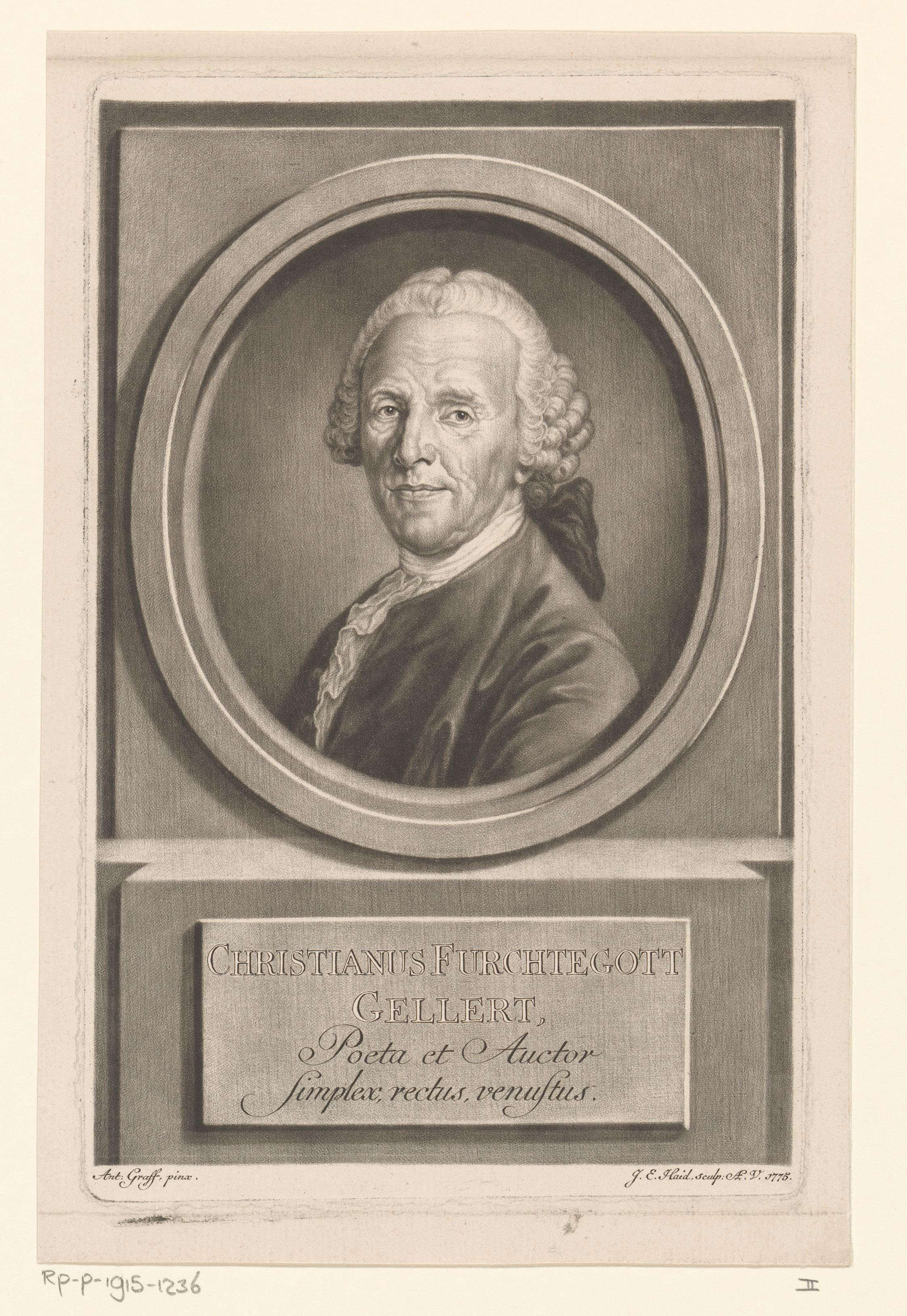 Portret van Christian Fürchtegott Gellert
