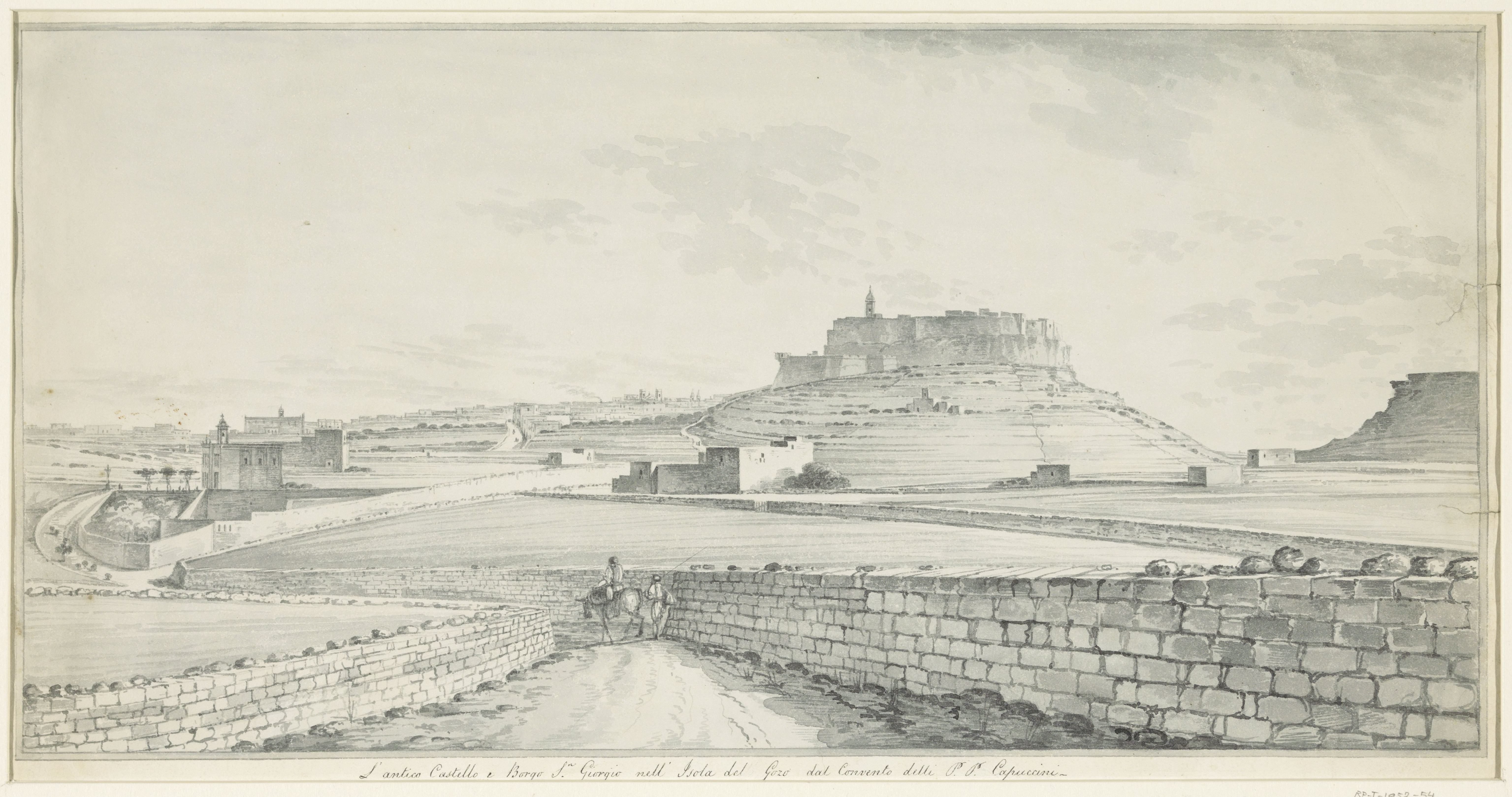 Gezicht op de Castello e Borgo San Giorgio op het eiland Gozo