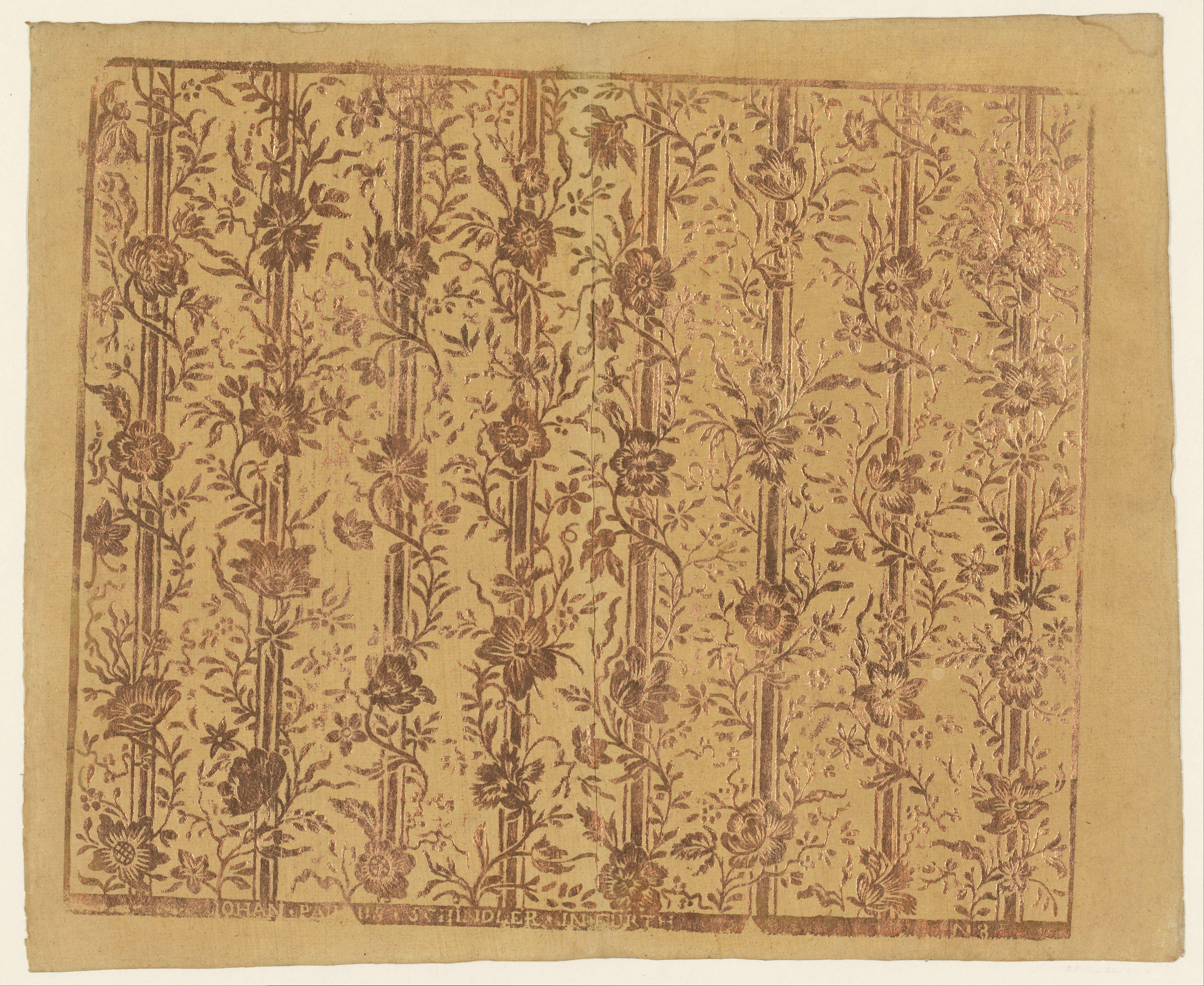 Blad met acht omwonden staven met bloemen