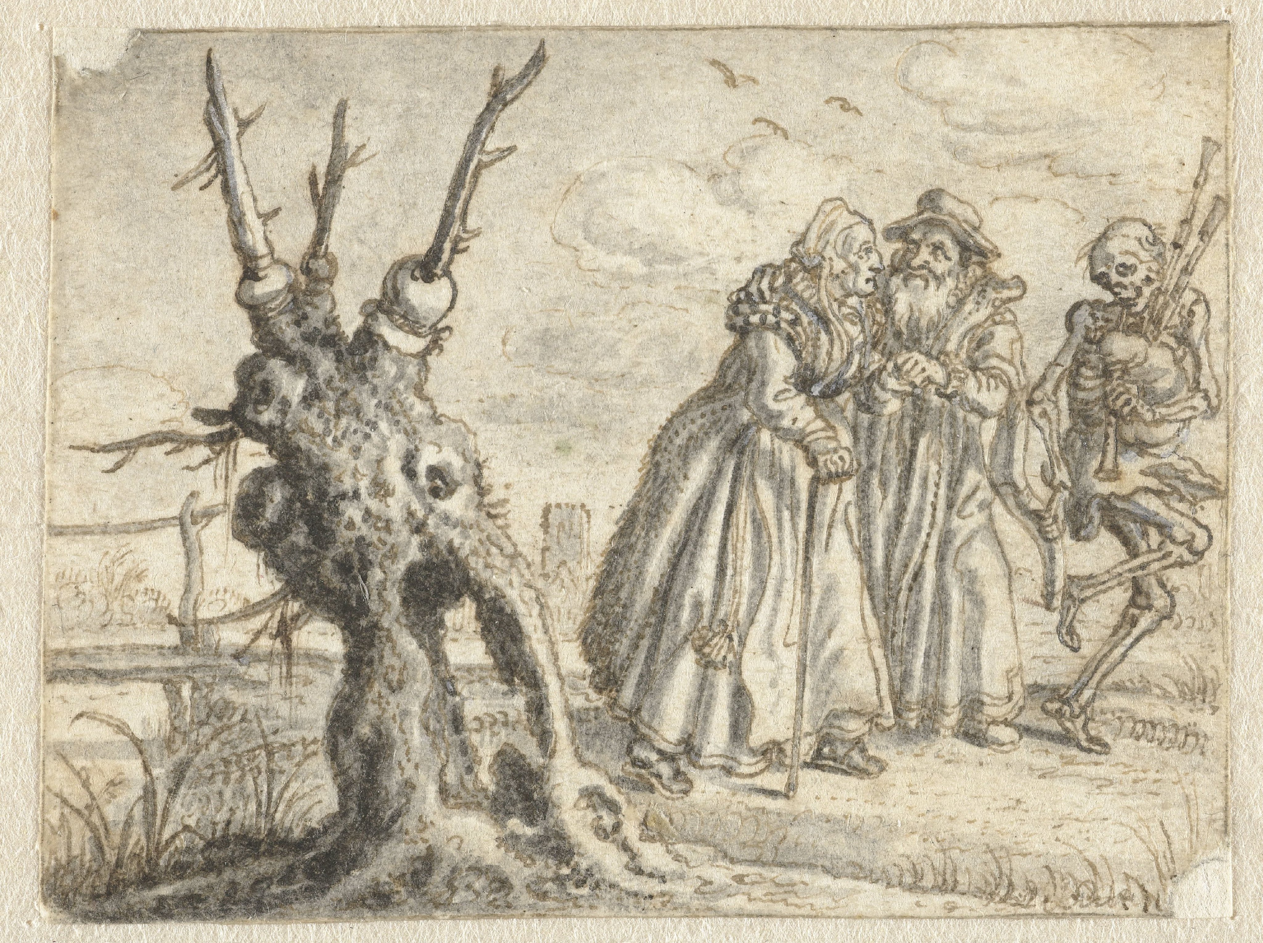 Elderly Man and Woman Willingly Following Death Playing Bagpipes