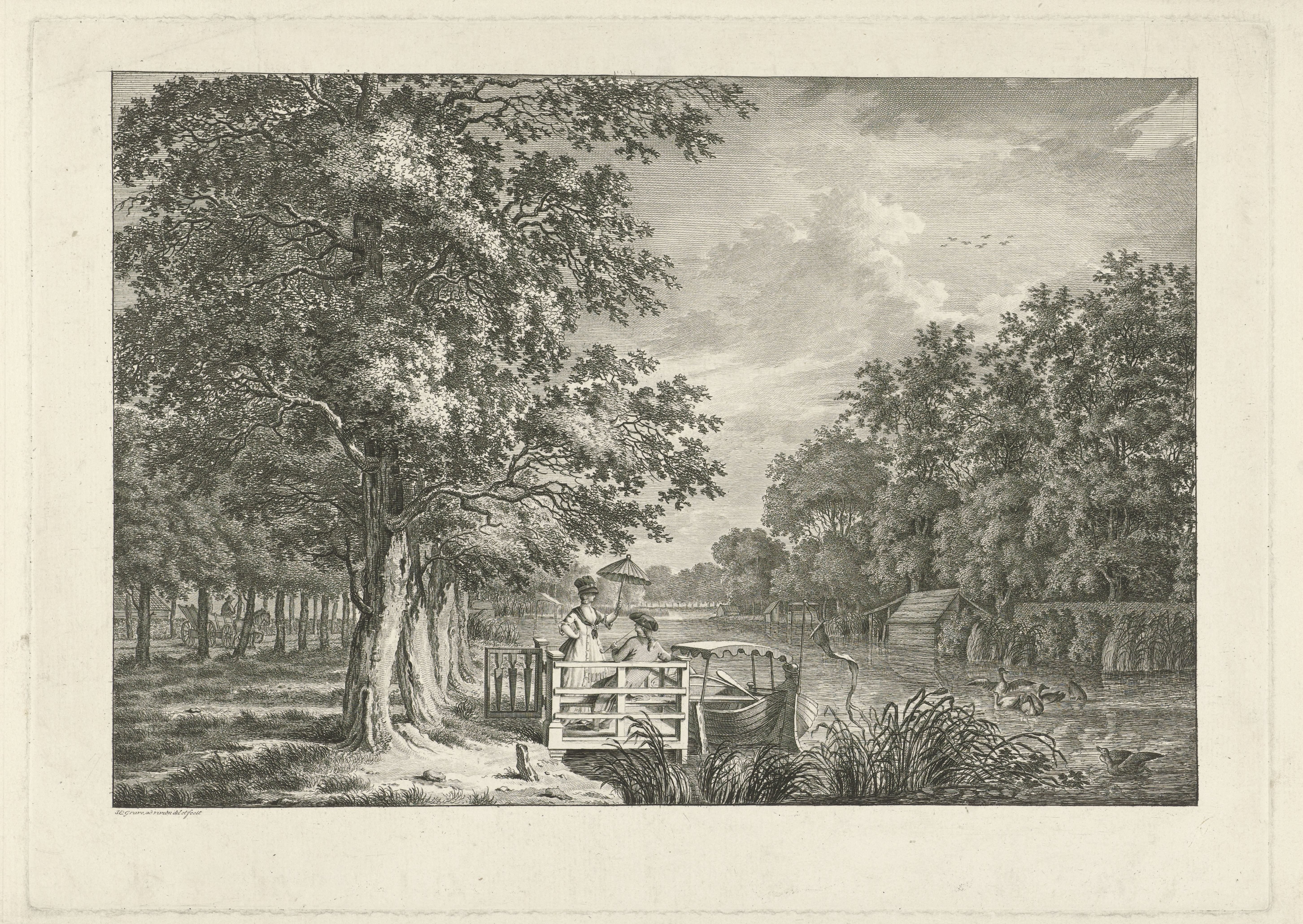 Landschap met een paar aan de oever van het Gein