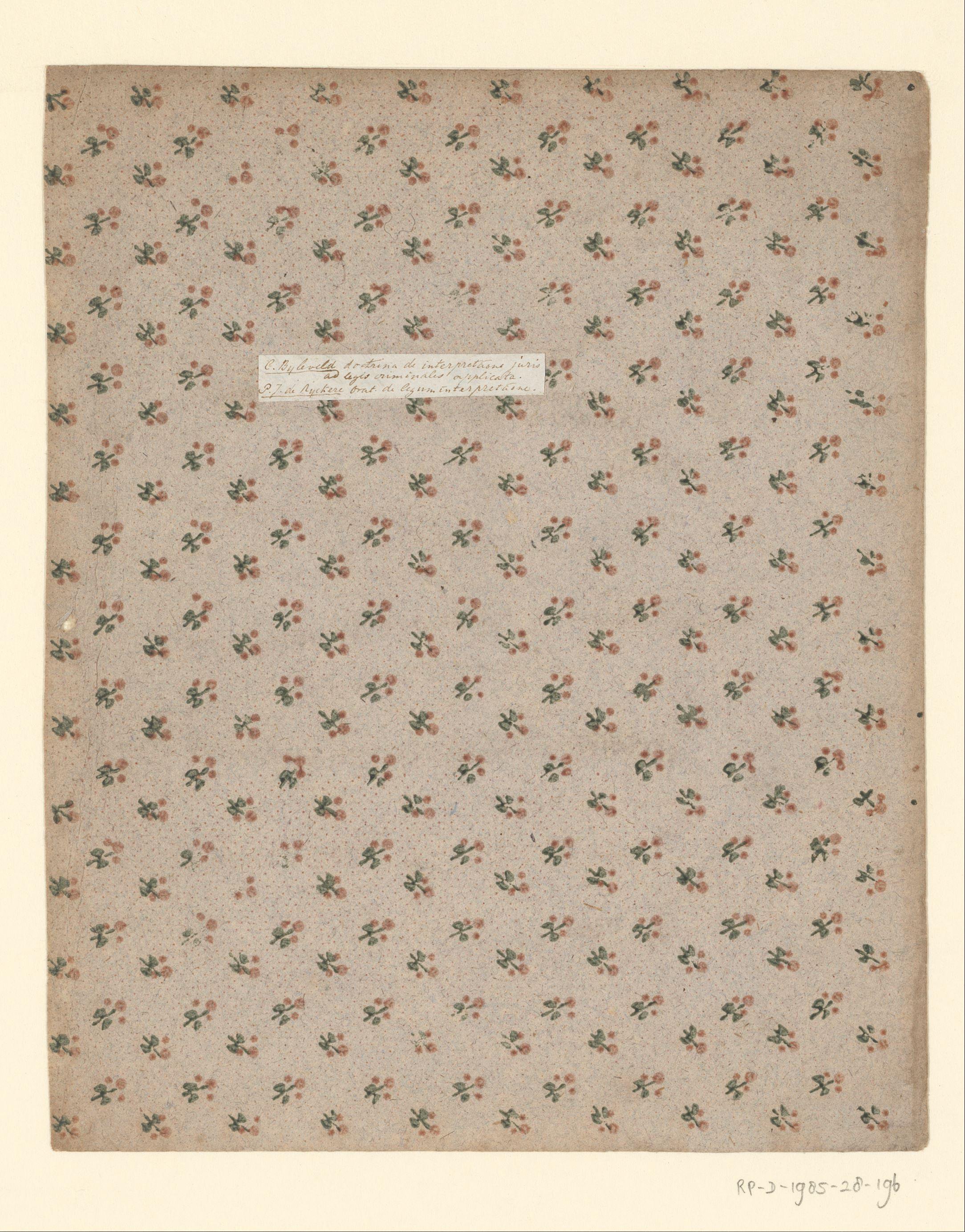 Blad met strooipatroon van bloemtakje op puntenfond