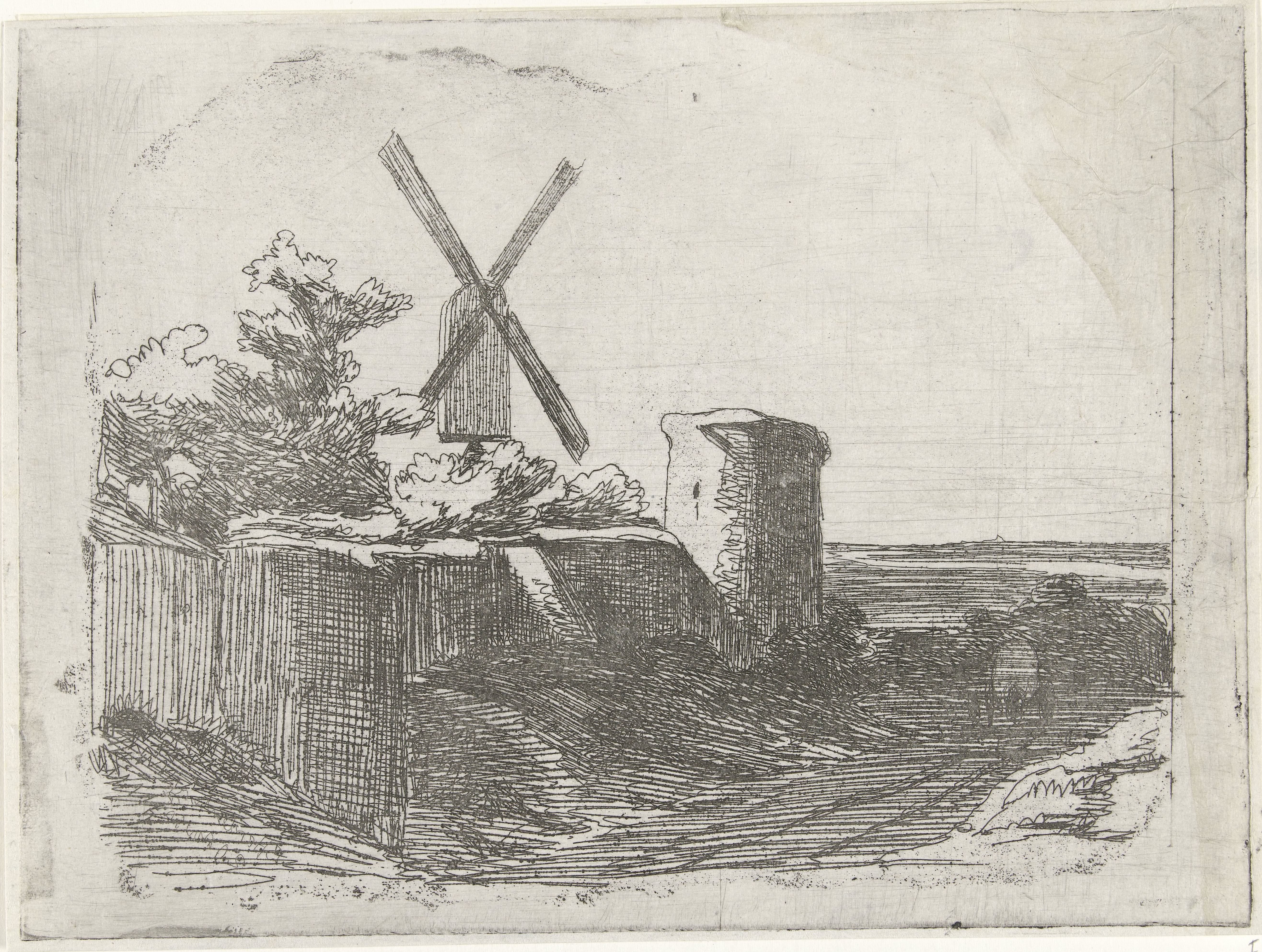 Ruïne met molen
