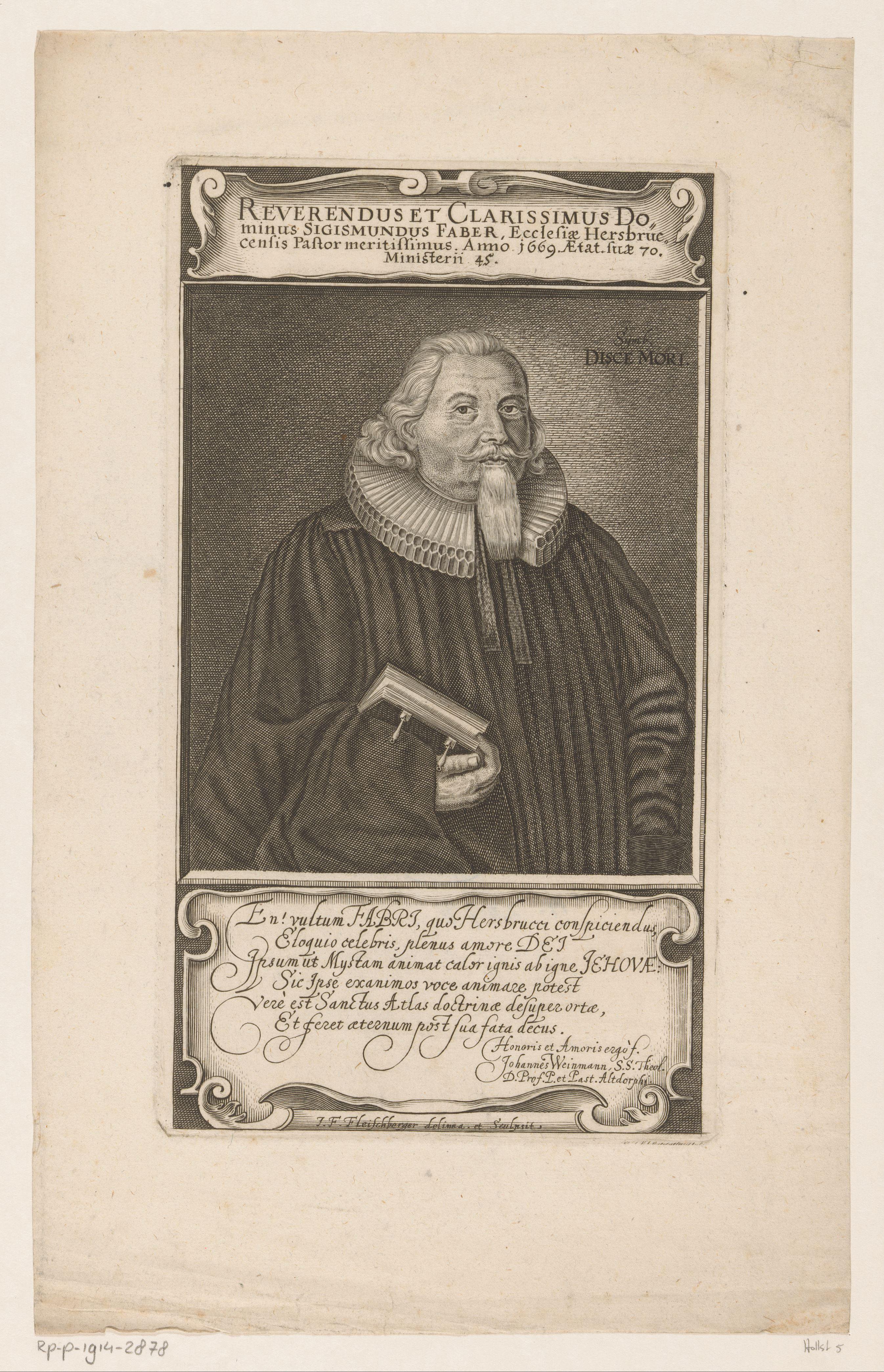 Portret van Sigismund Faber op 70-jarige leeftijd
