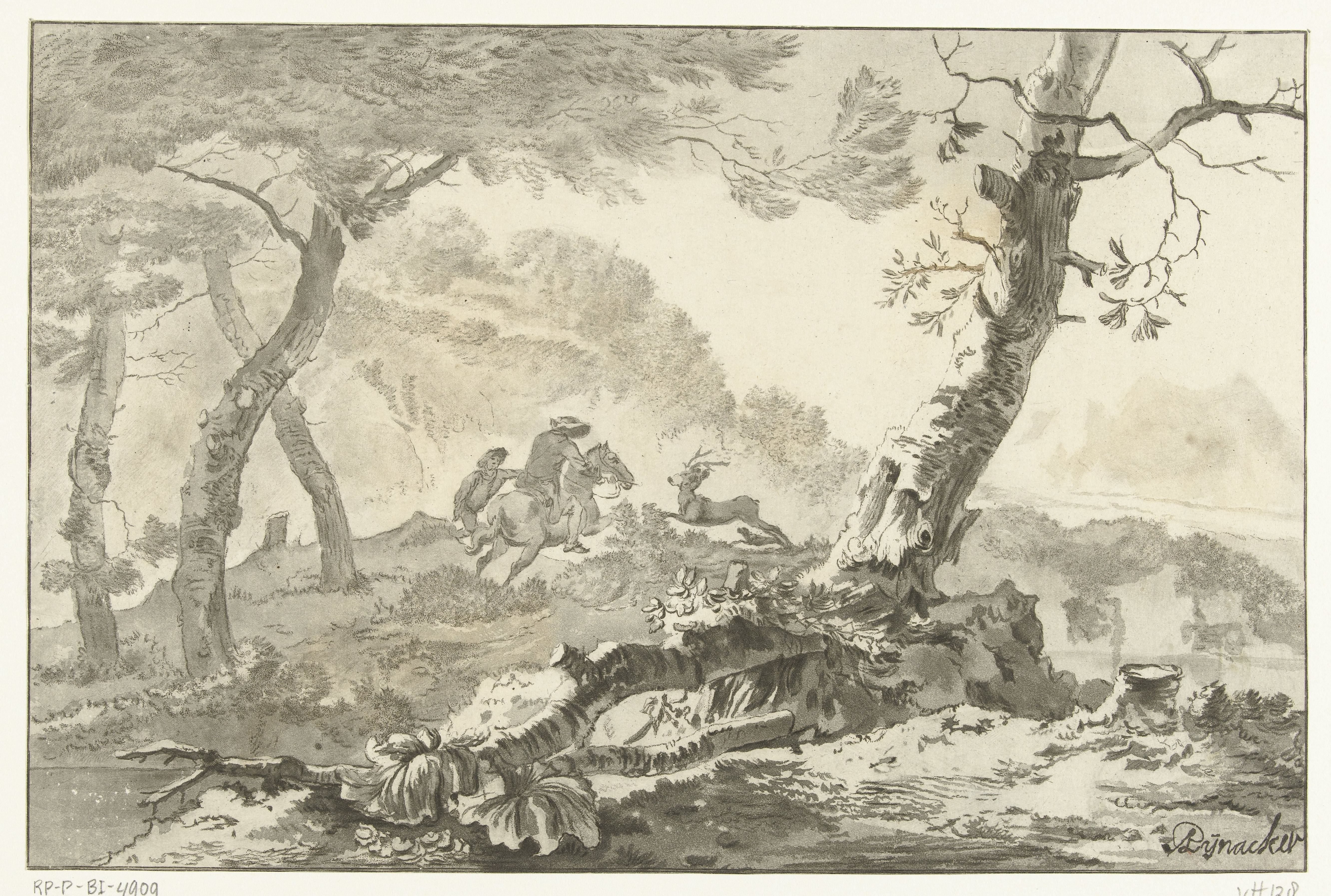Landschap met hertenjacht