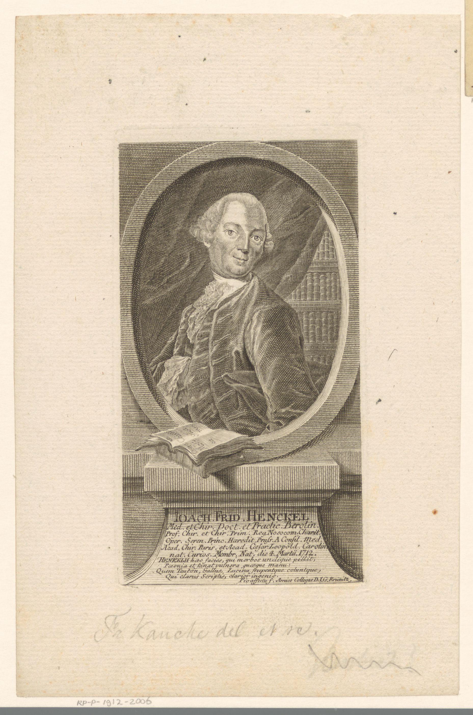 Portret van Joachim Friedrich Henckel