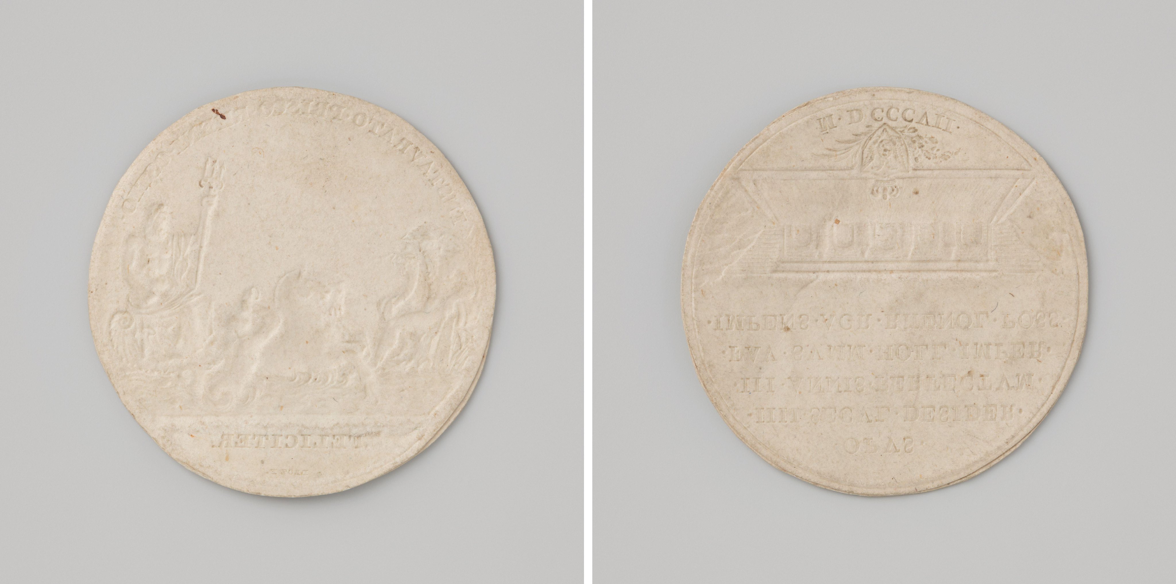 Voltooiing van de sluizen te Katwijk 1807, afdruk in karton