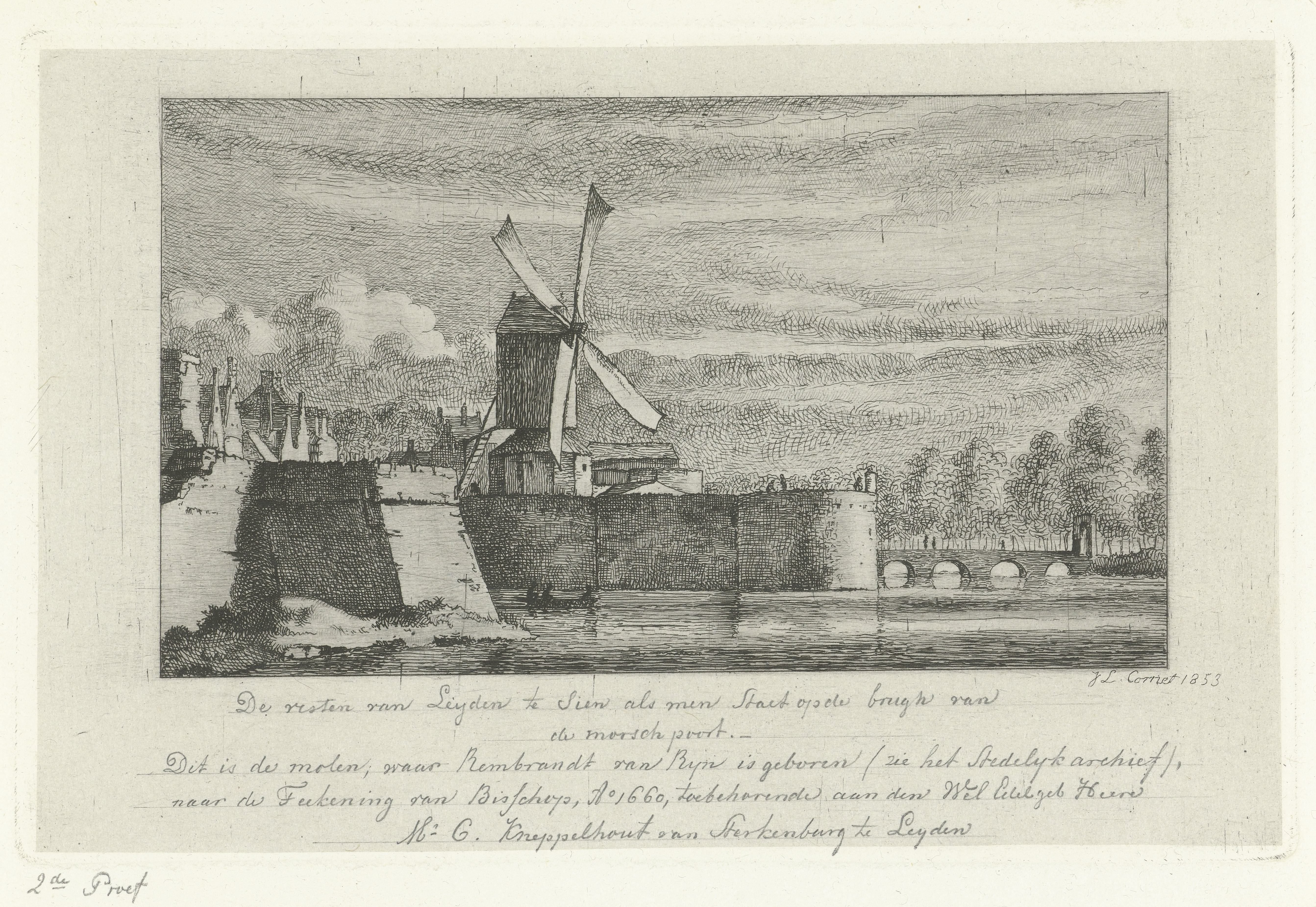 Gezicht op de vesten van Leiden