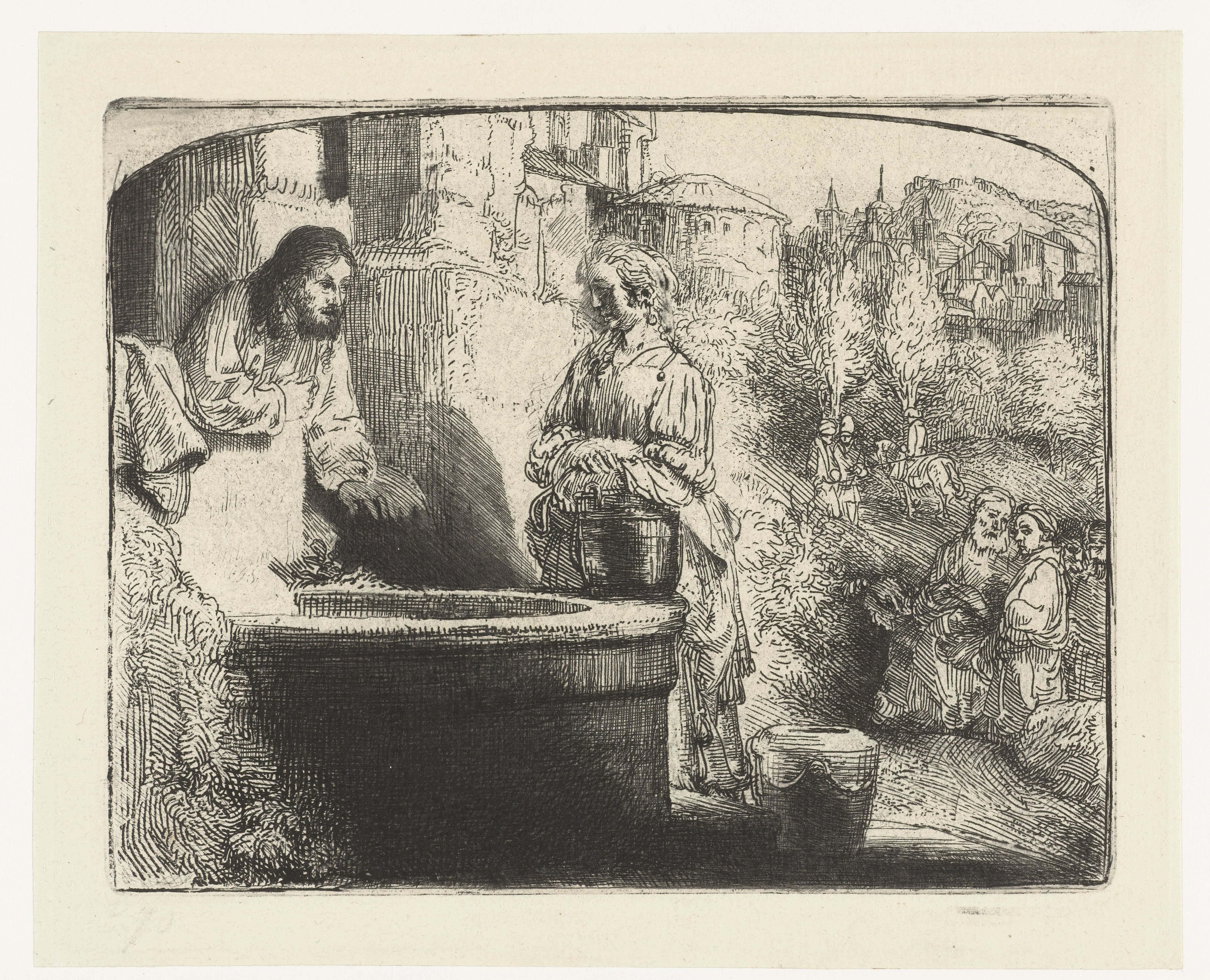 Christ and the woman of Samaria: an arched print