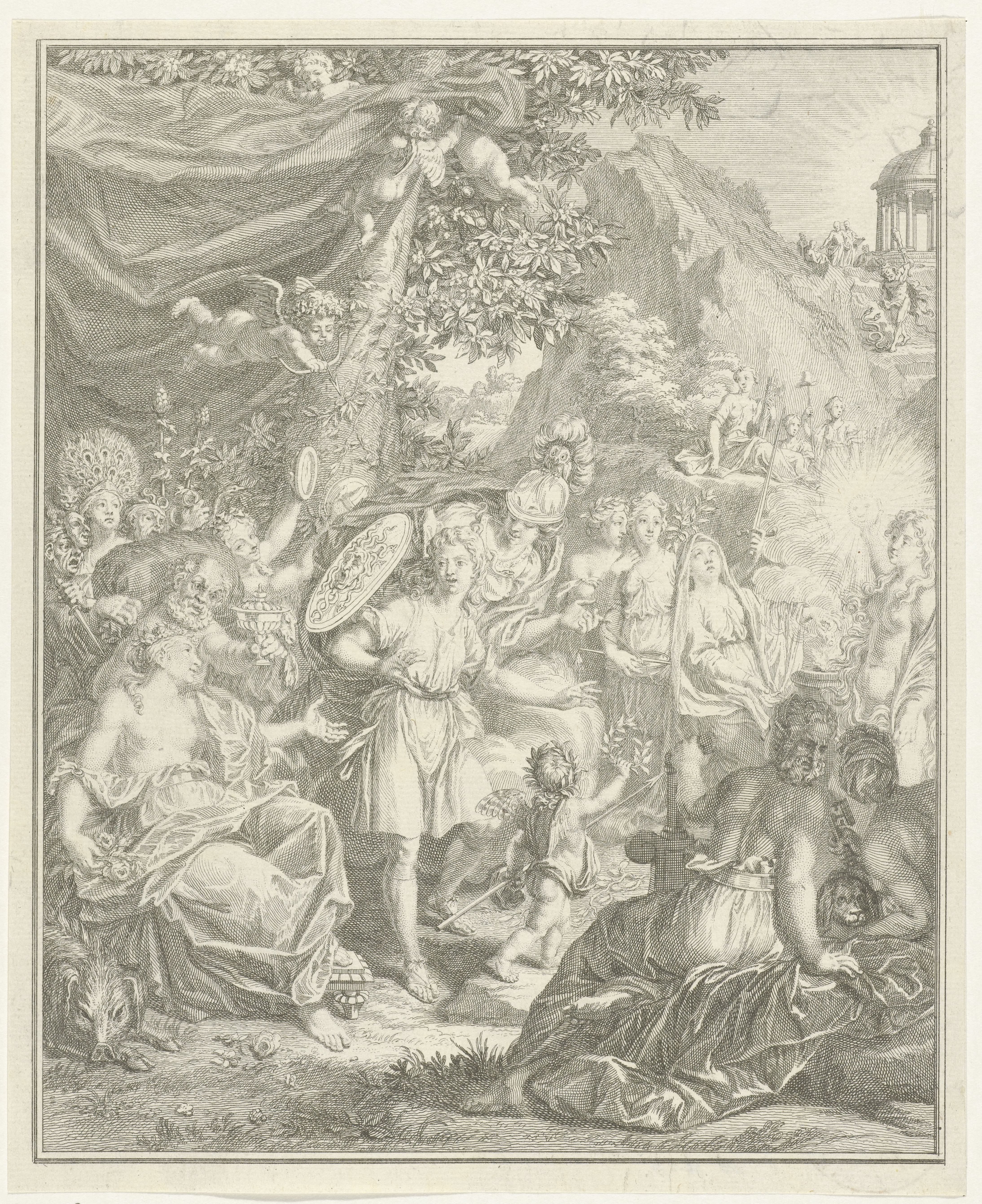 Allegorische voorstelling met Telemachus en Minerva