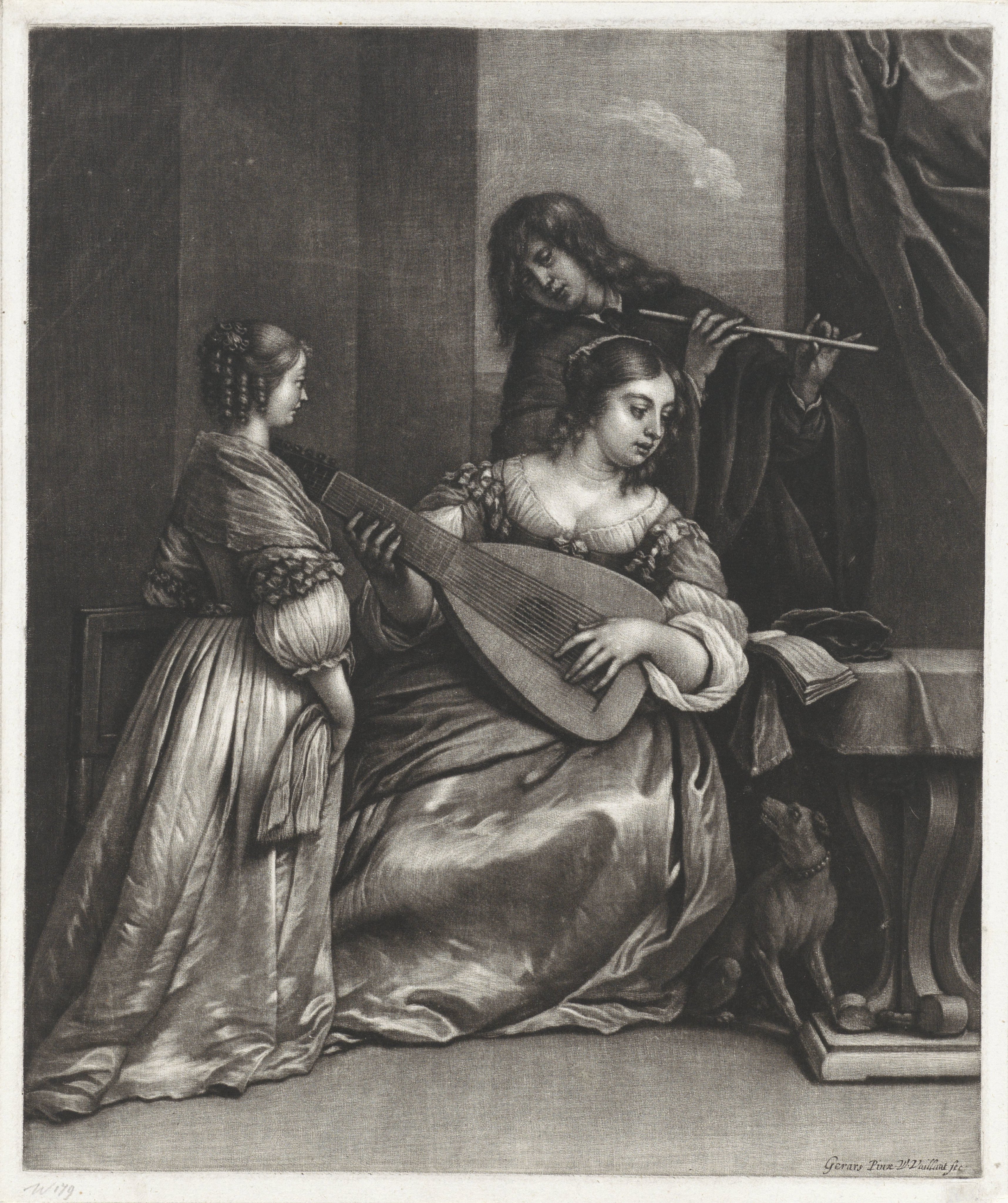 Couple Making Music with a Lute and a Flute