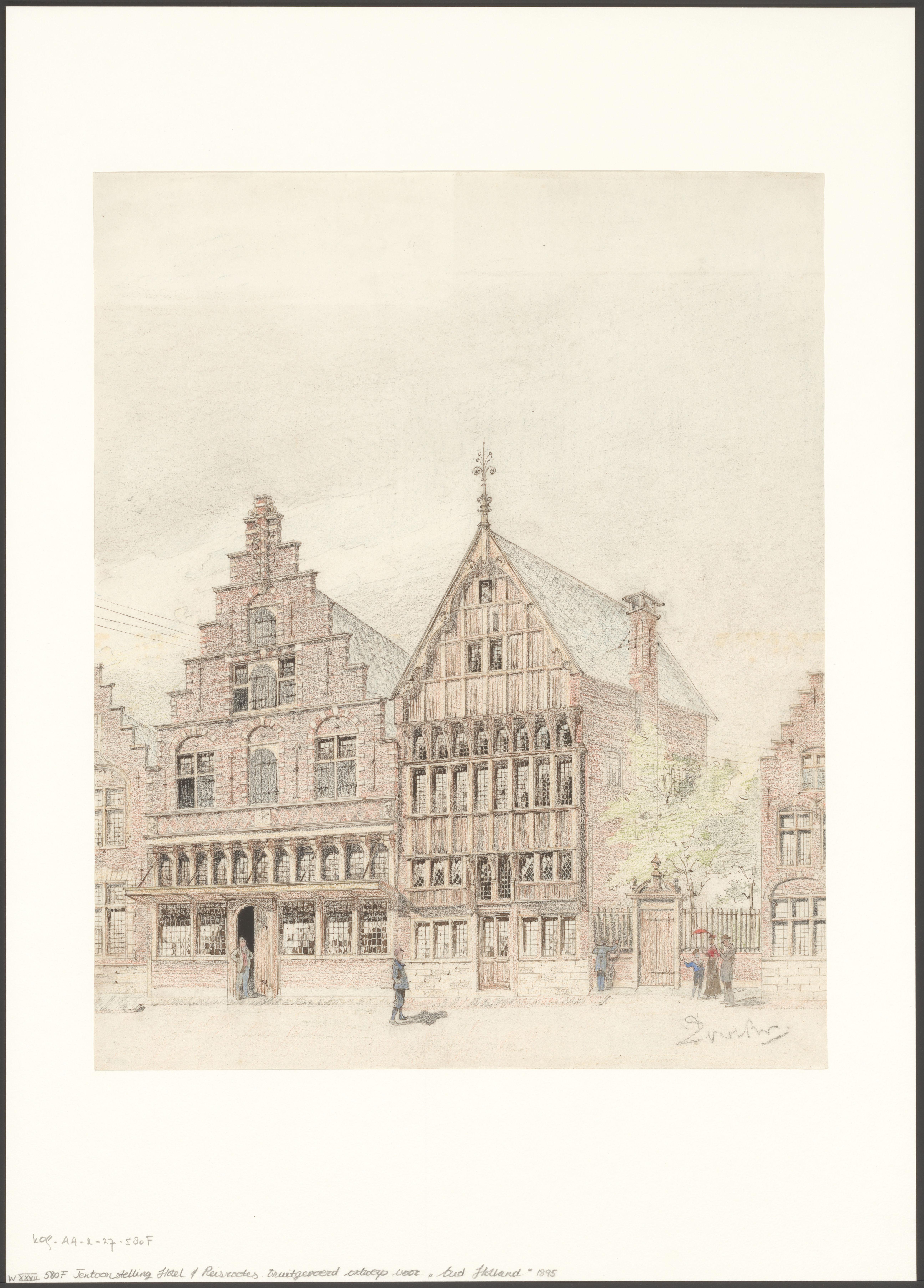 Onuitgevoerd ontwerp voor Oud Holland, onderdeel van de Wereldtentoonstelling voor het Hotel- en Reiswezen 1895