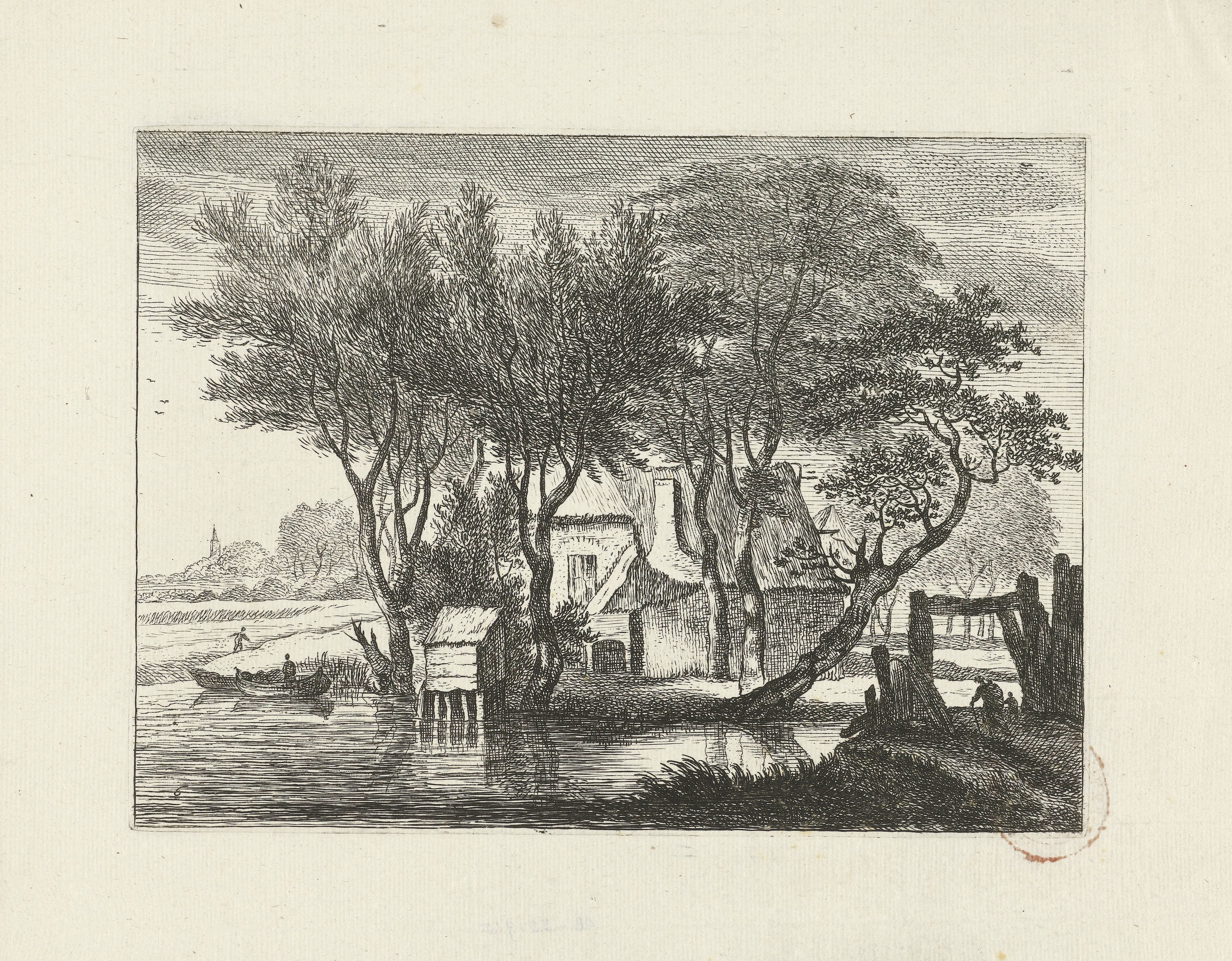 Boslandschap met boerderij