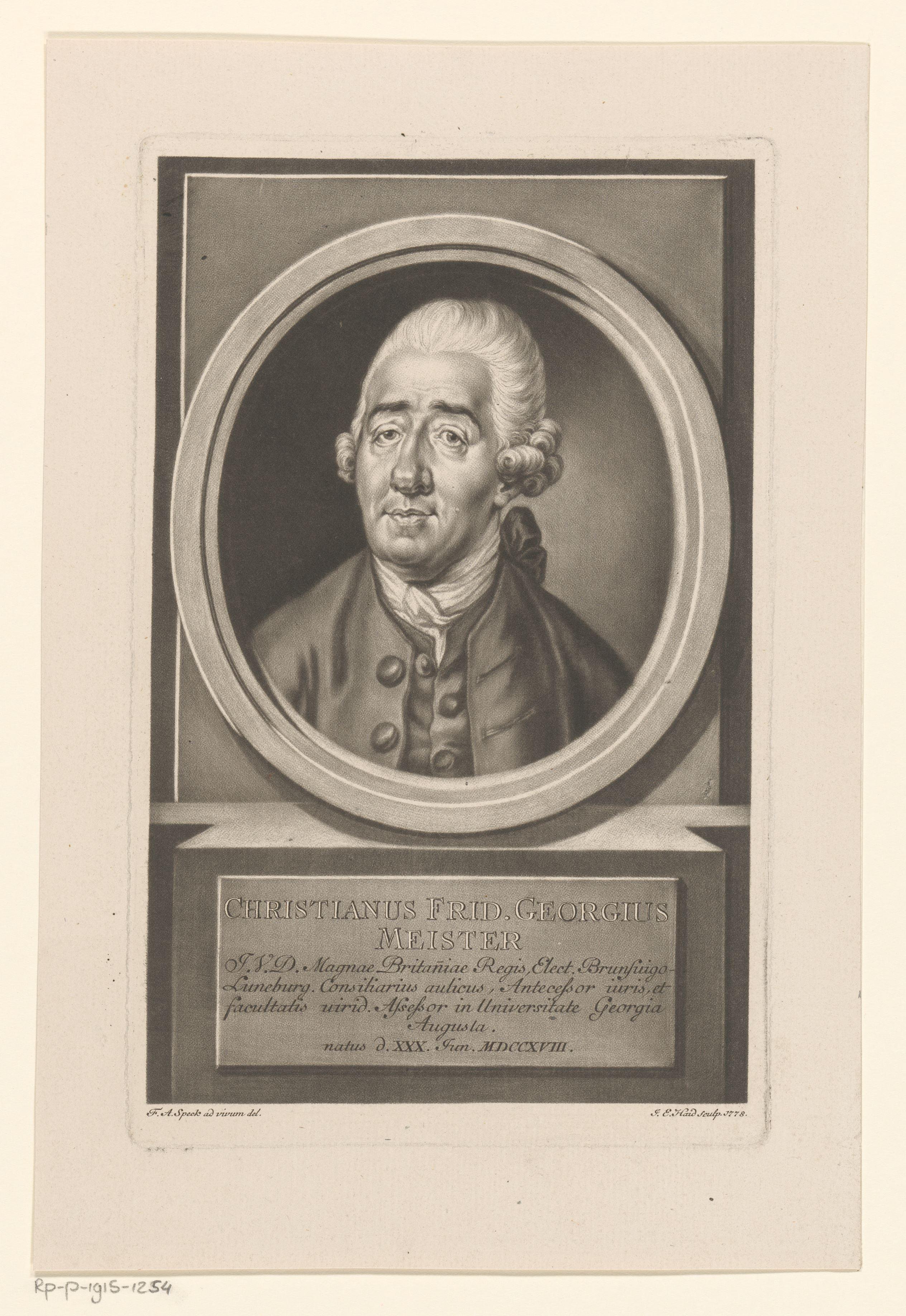 Portret van Christian Georg Friedrich Meister