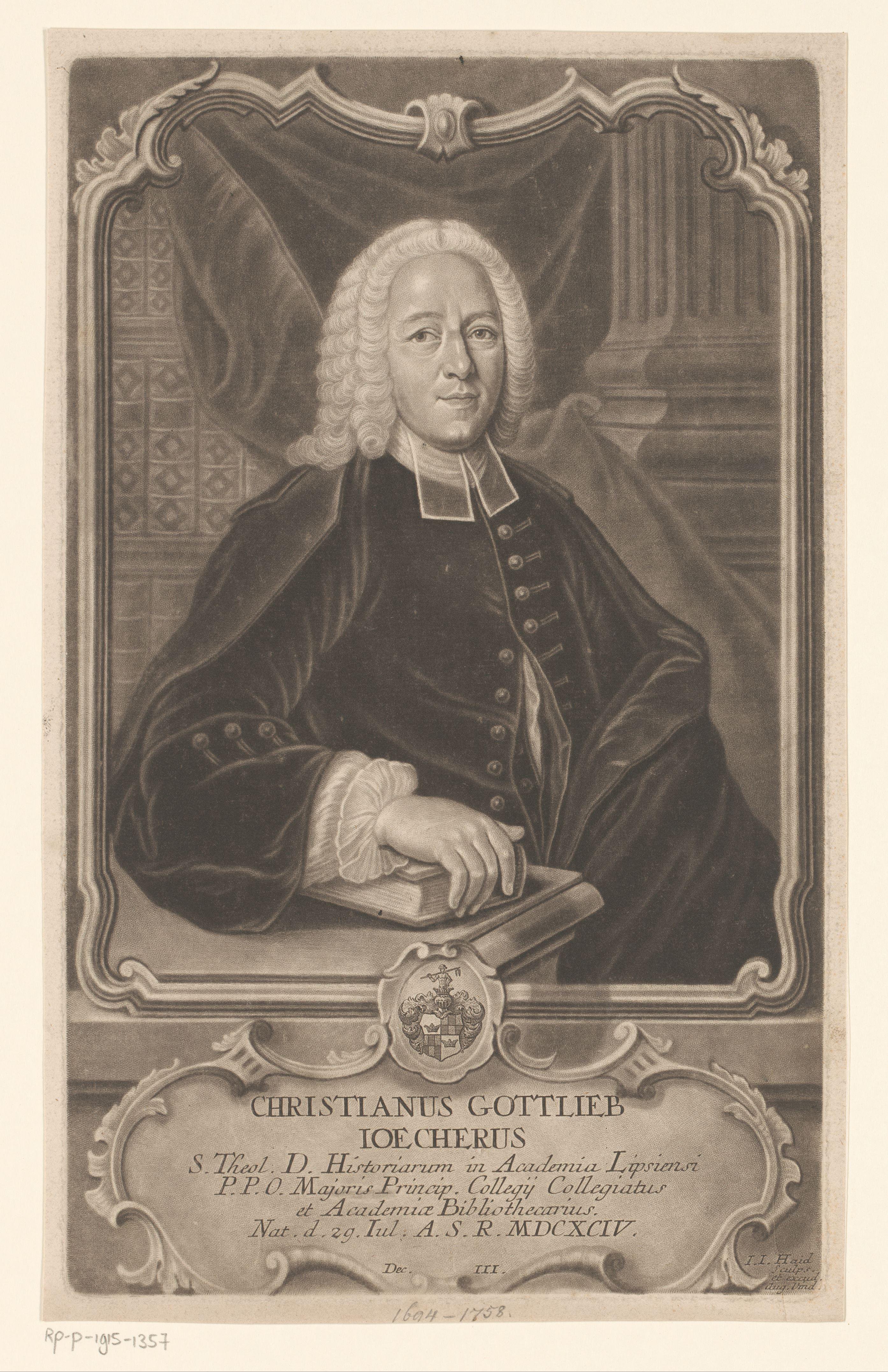 Portret van Christian Gottlieb Jöcher