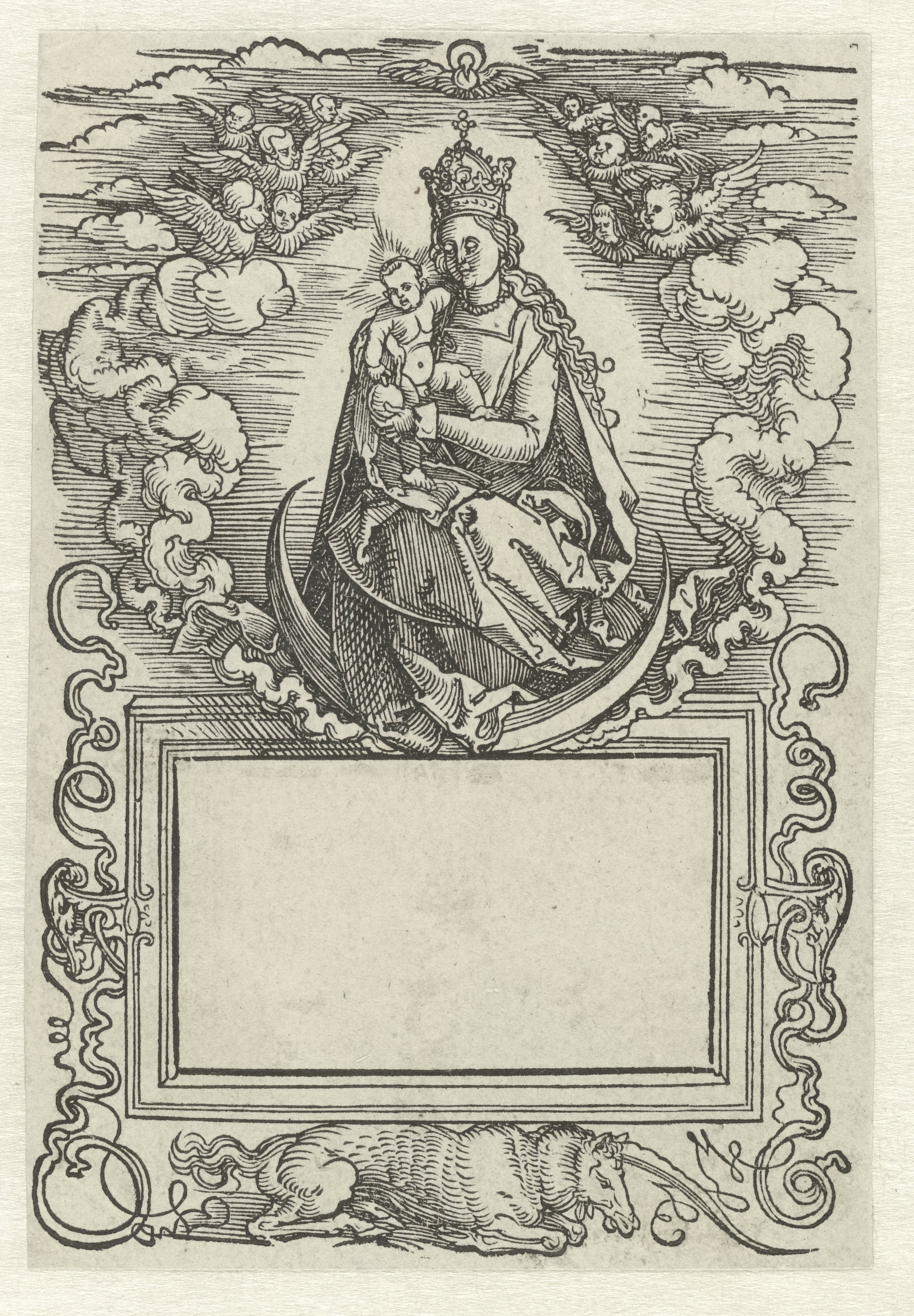 Titelblad met Maria met kind zittend op de maansikkel