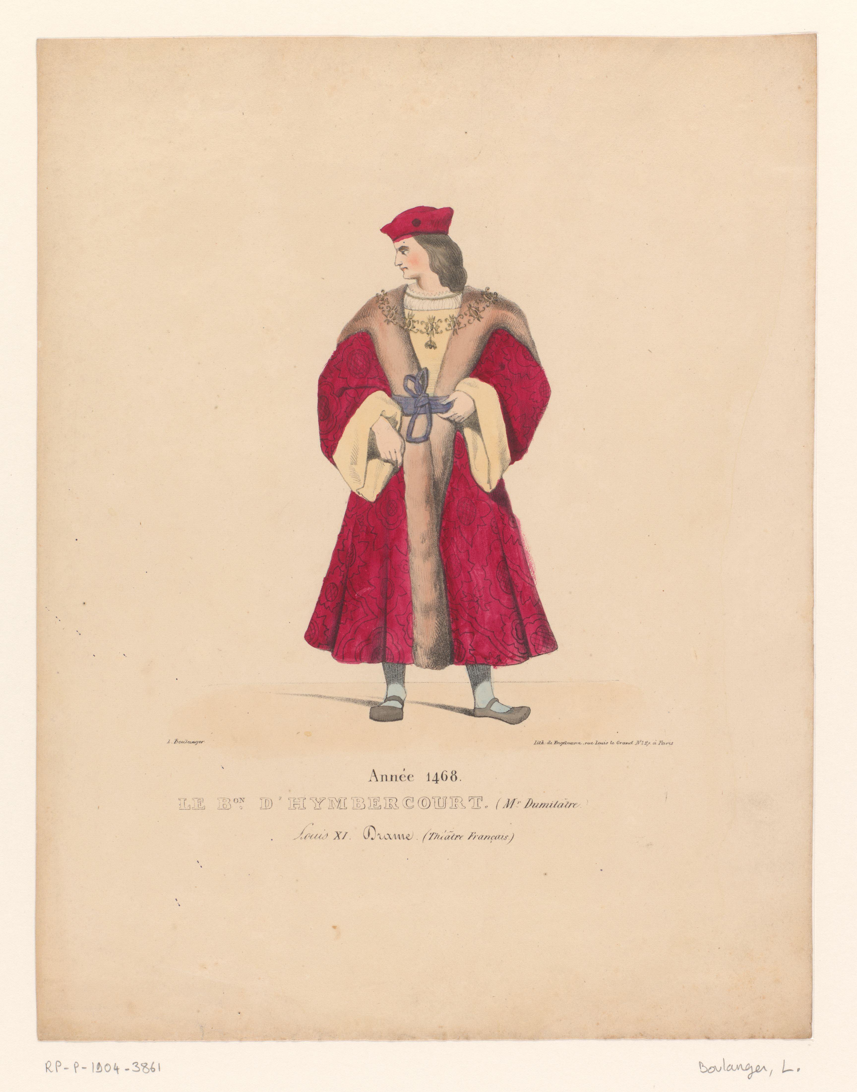 Kostuum van baron d'Hymbercourt uit het drama Louis XI à Péronne