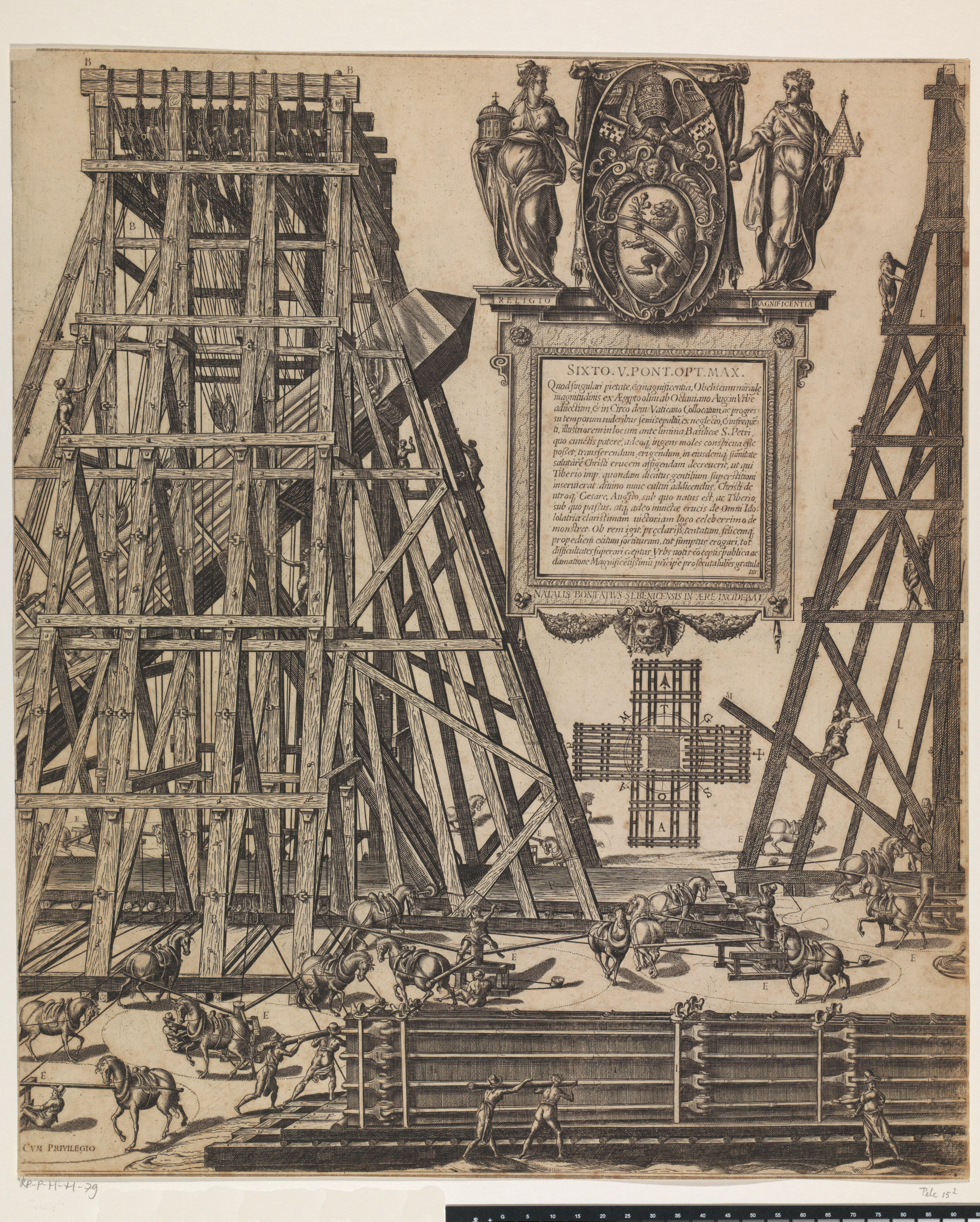 De oprichting van de obelisk op het St. Pietersplein