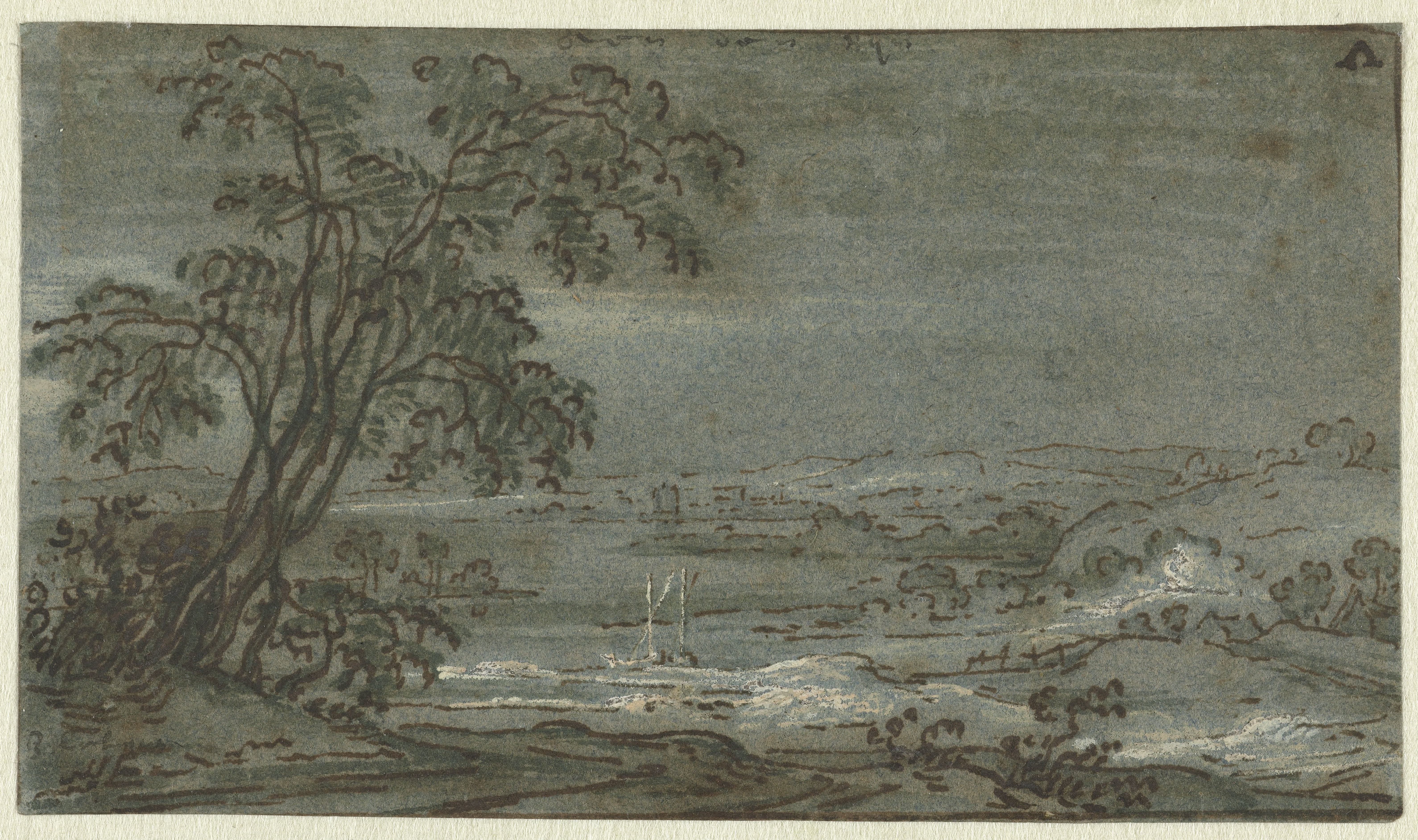 Heuvelig landschap met rivierbocht