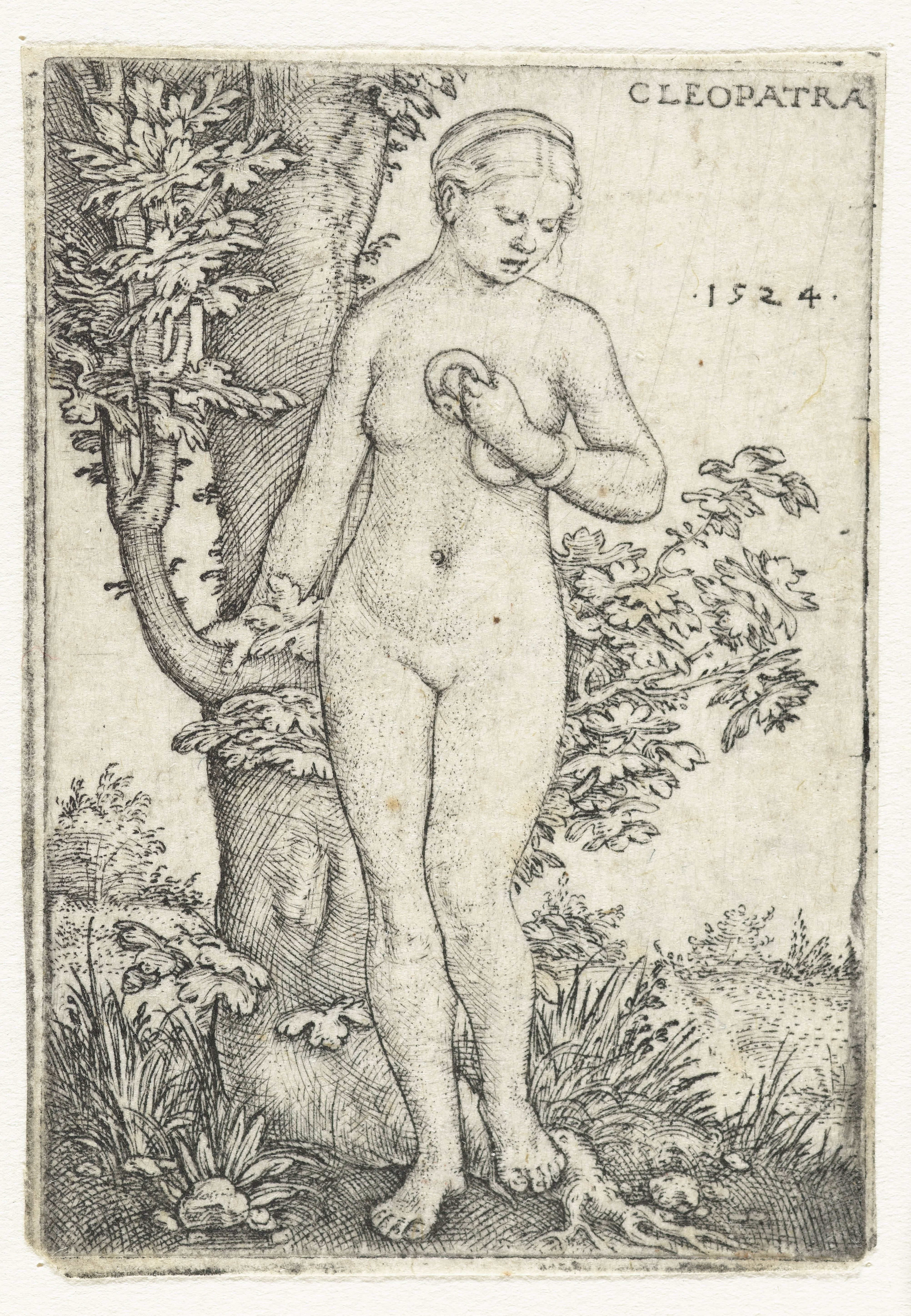 Dood van Cleopatra met slang bij een vijgenboom