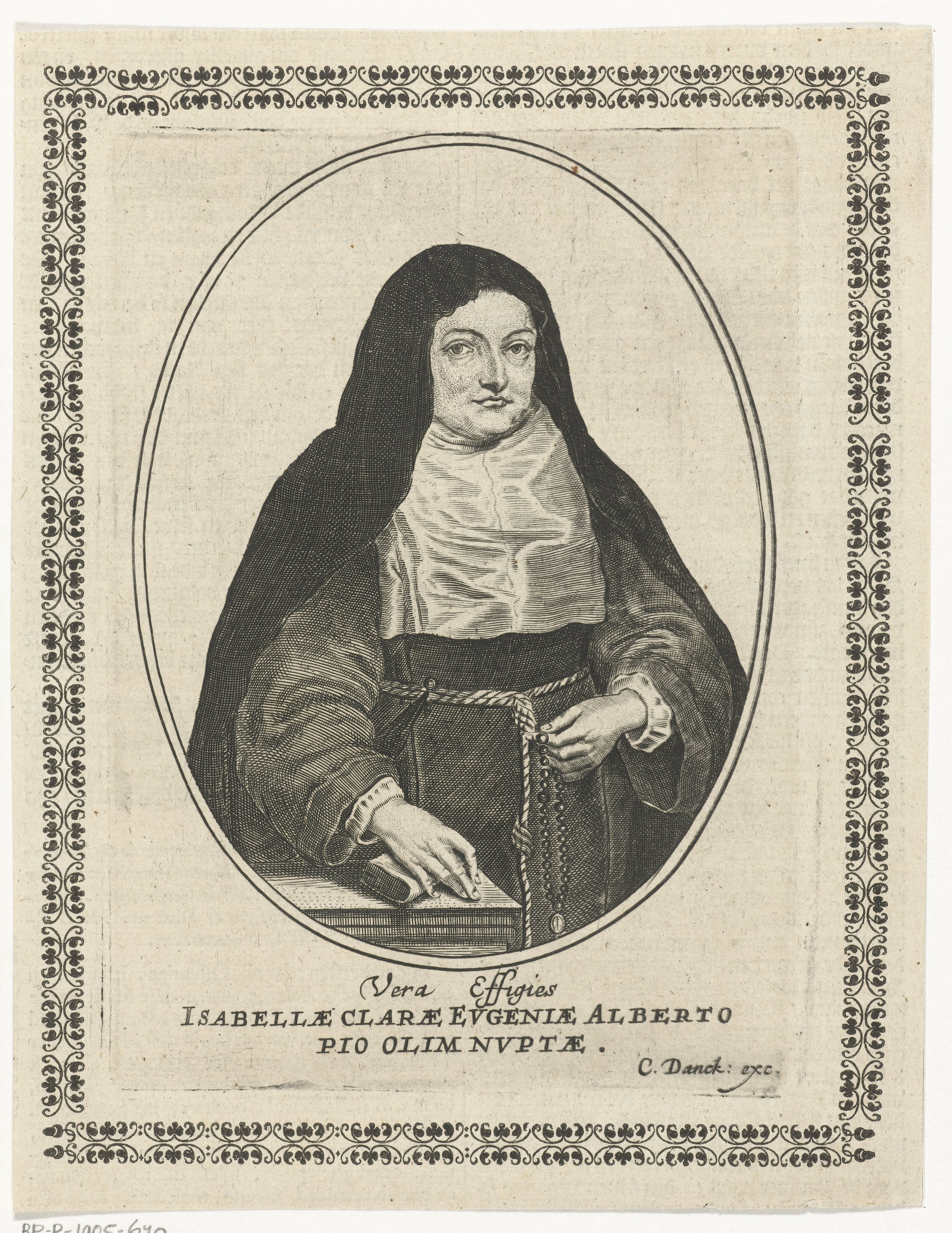 Portret van Isabella Clara Eugenia gekleed als non in ovaal