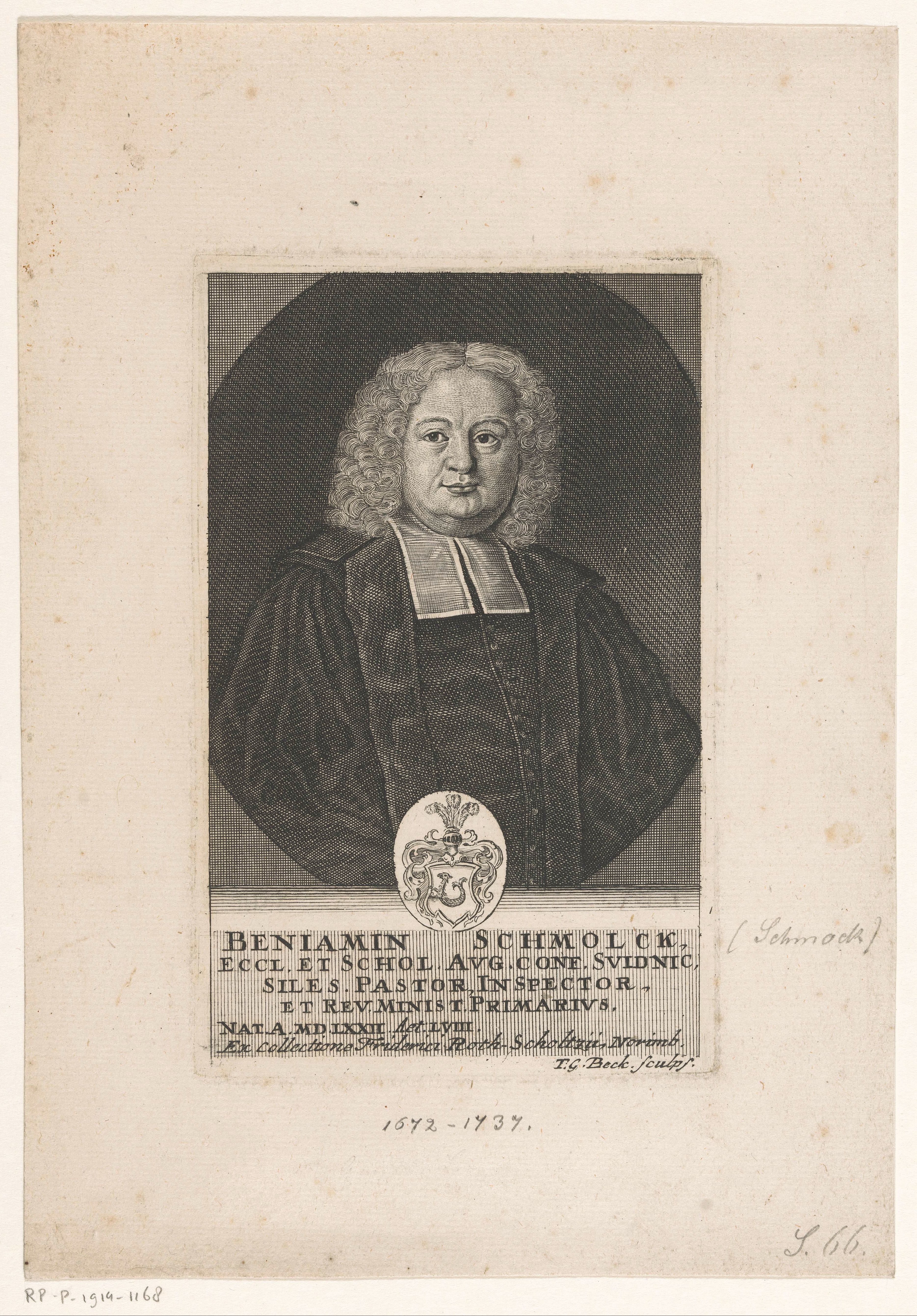 Portret van Benjamin Schmolck