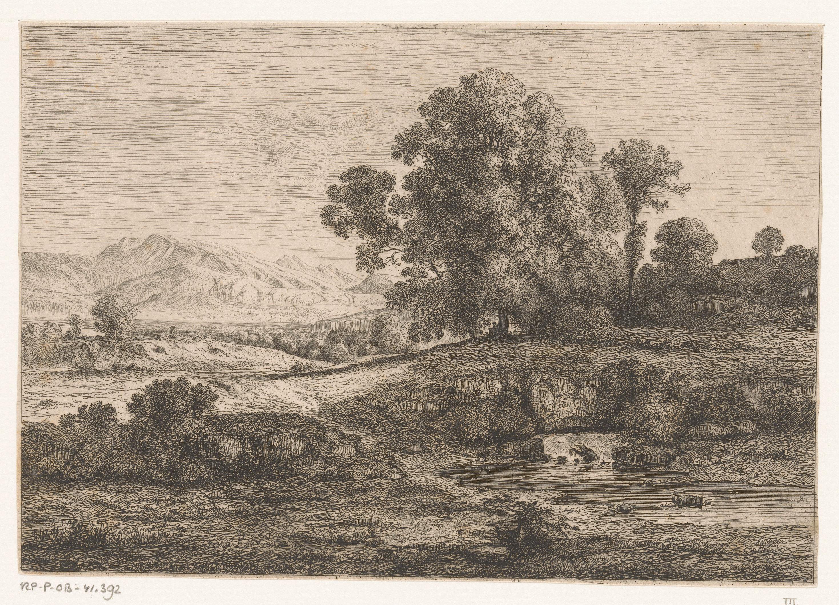 Glooiend landschap met een beek