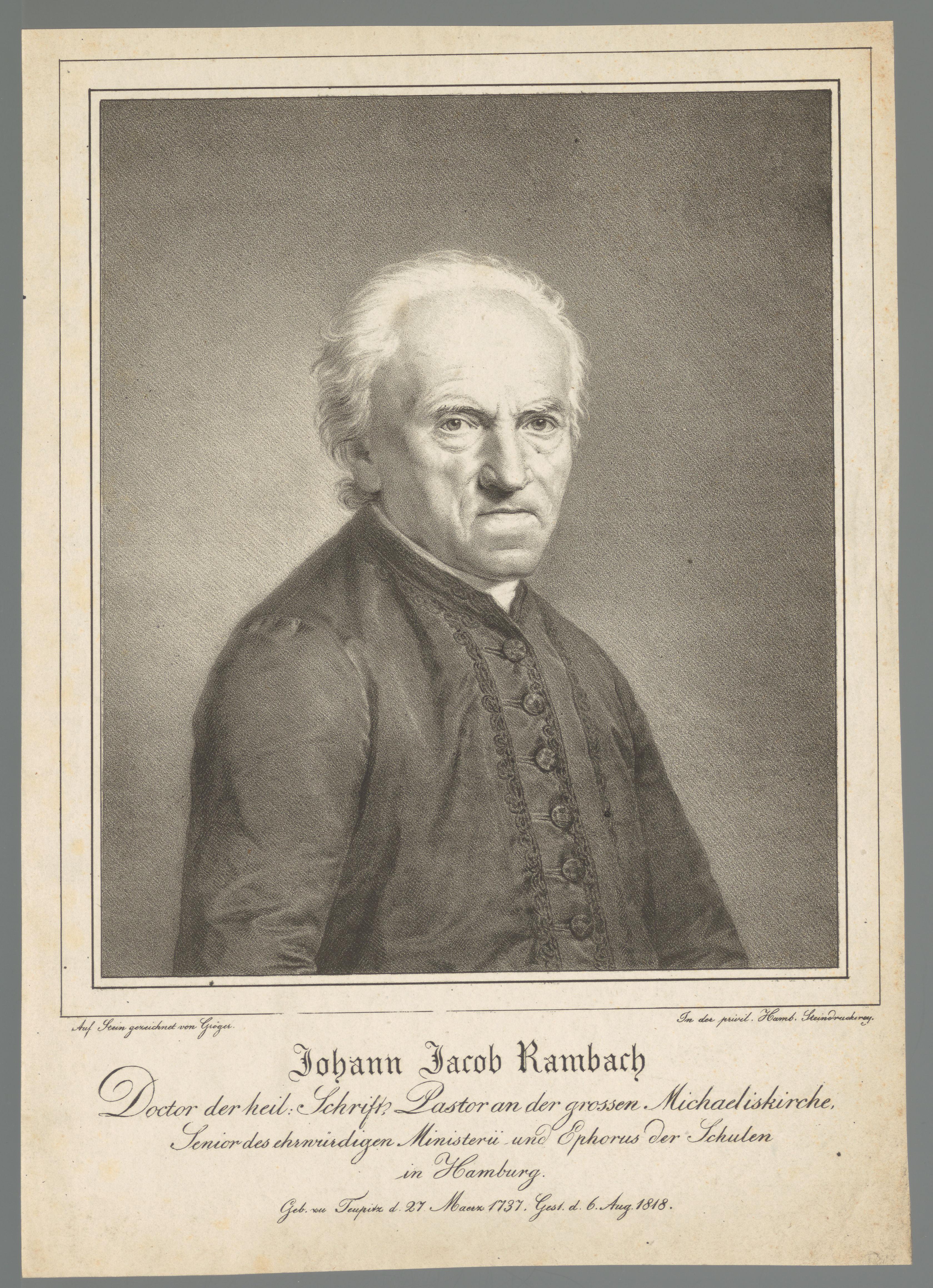 Portret van Johann Jakob Rambach
