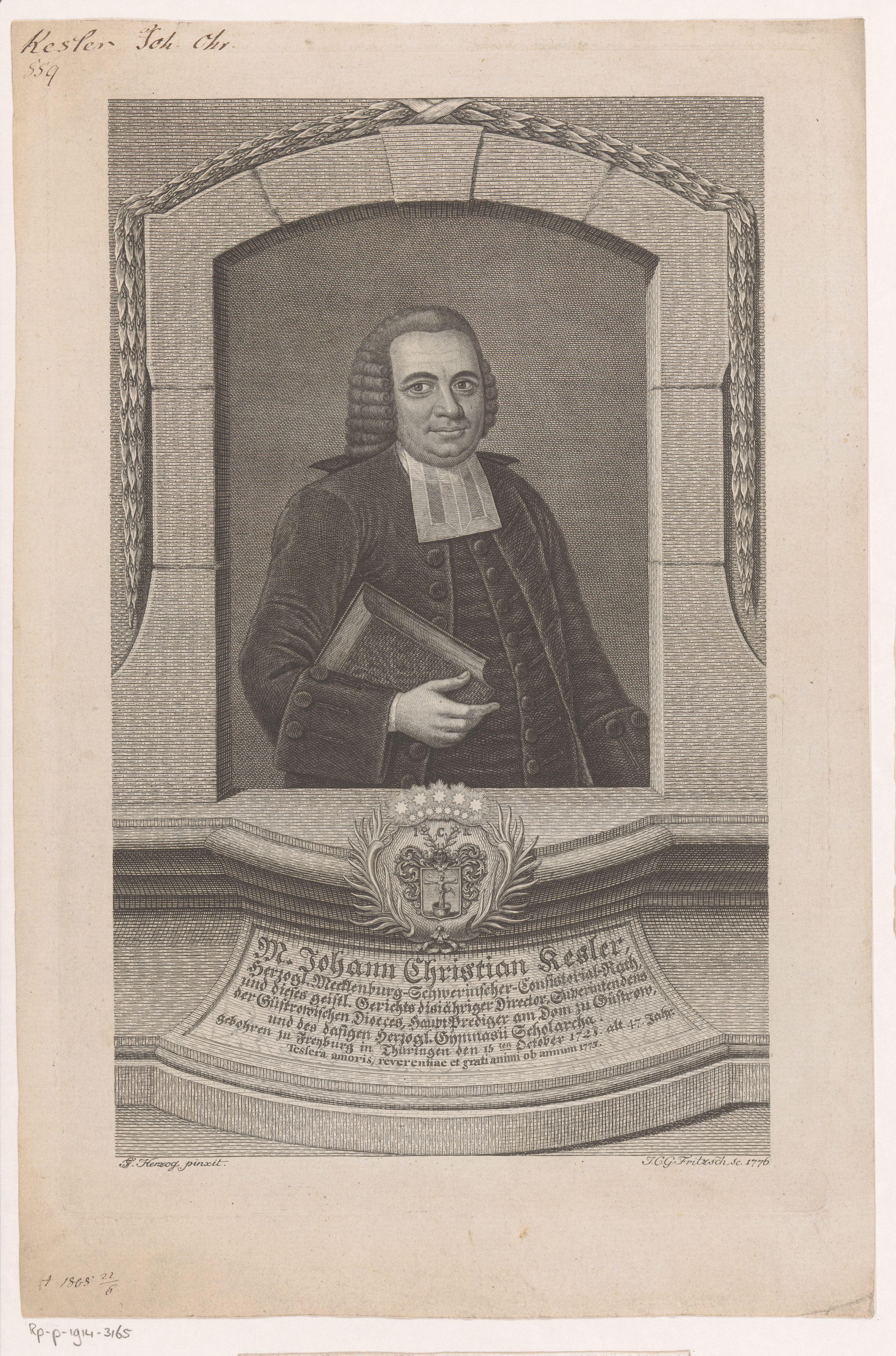 Portret van Johann Christian Kessler op 47-jarige leeftijd