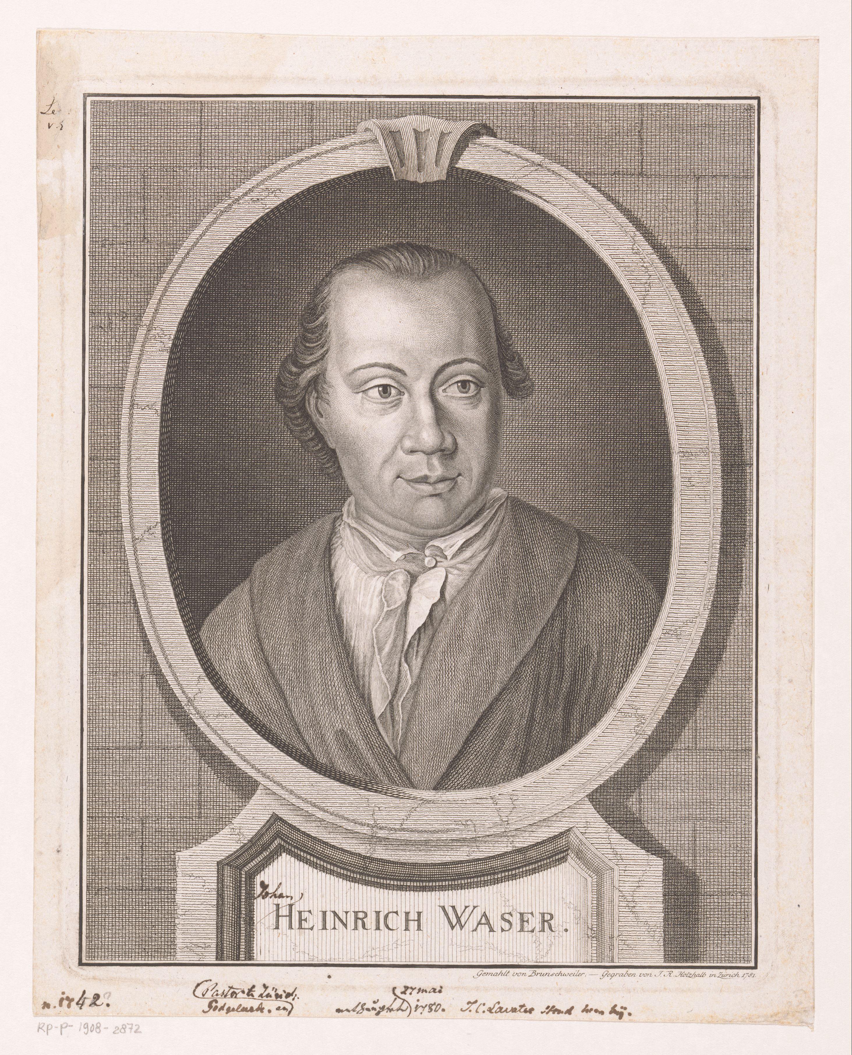 Portret van Johann Heinrich Waser