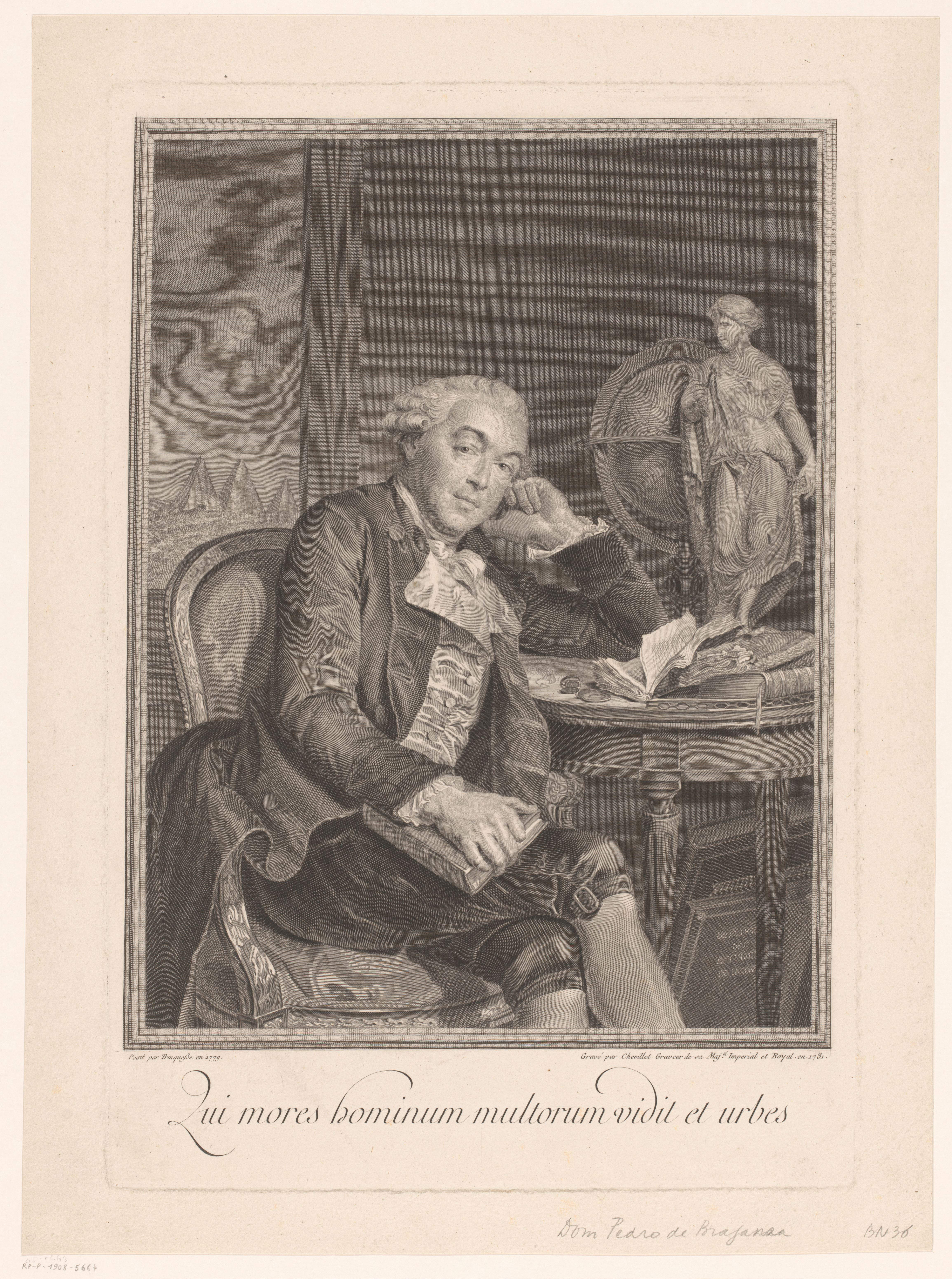 Portret van Peter III van Portugal in zijn studiekamer