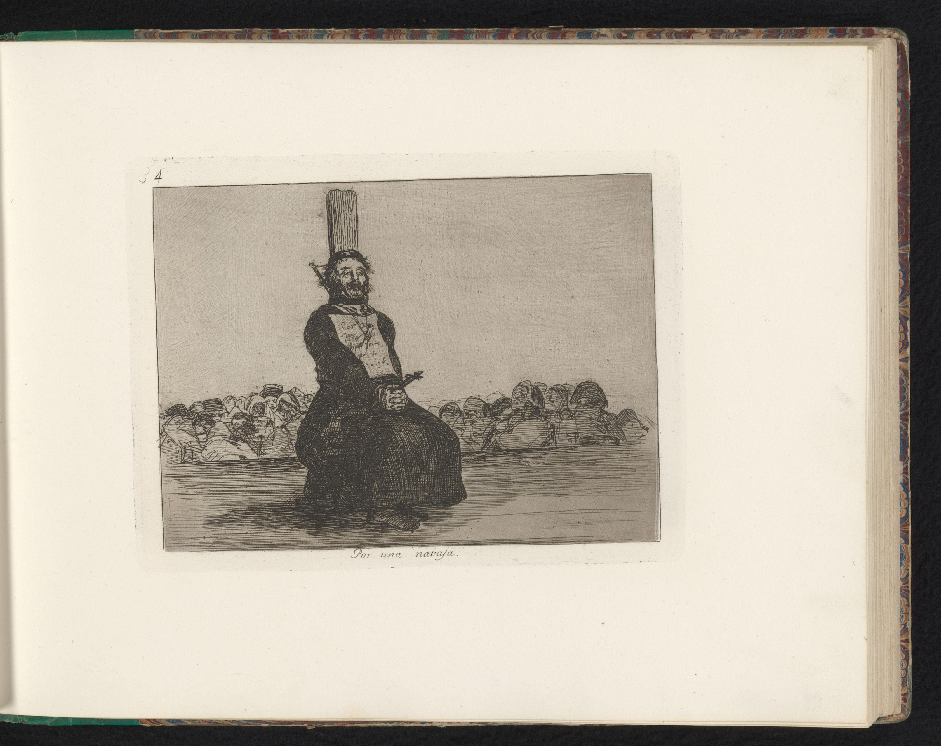 Priester met kruis in de handen gekneveld aan een paal