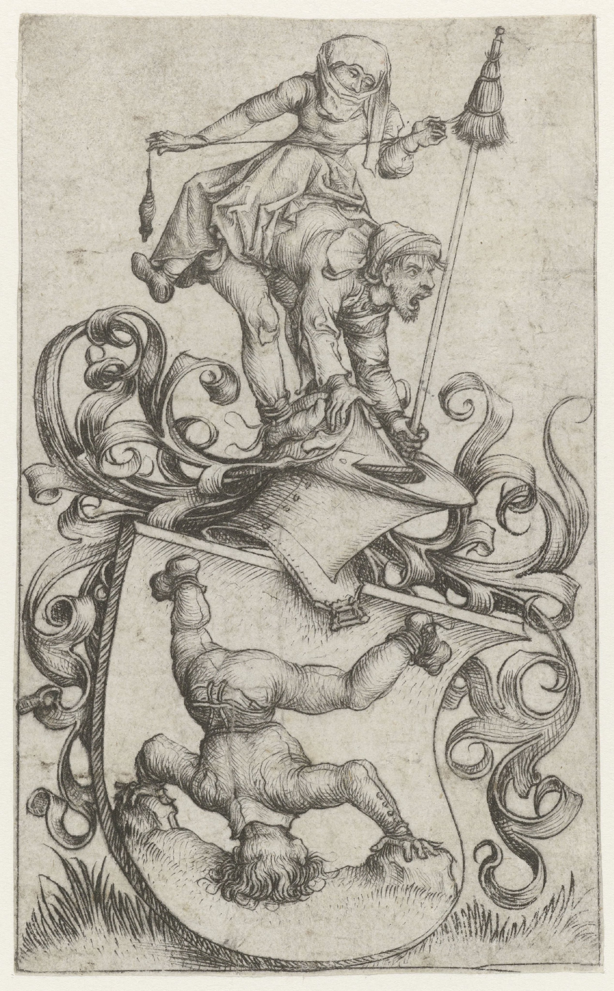 Coat of Arms with a Peasant Standing on his Head