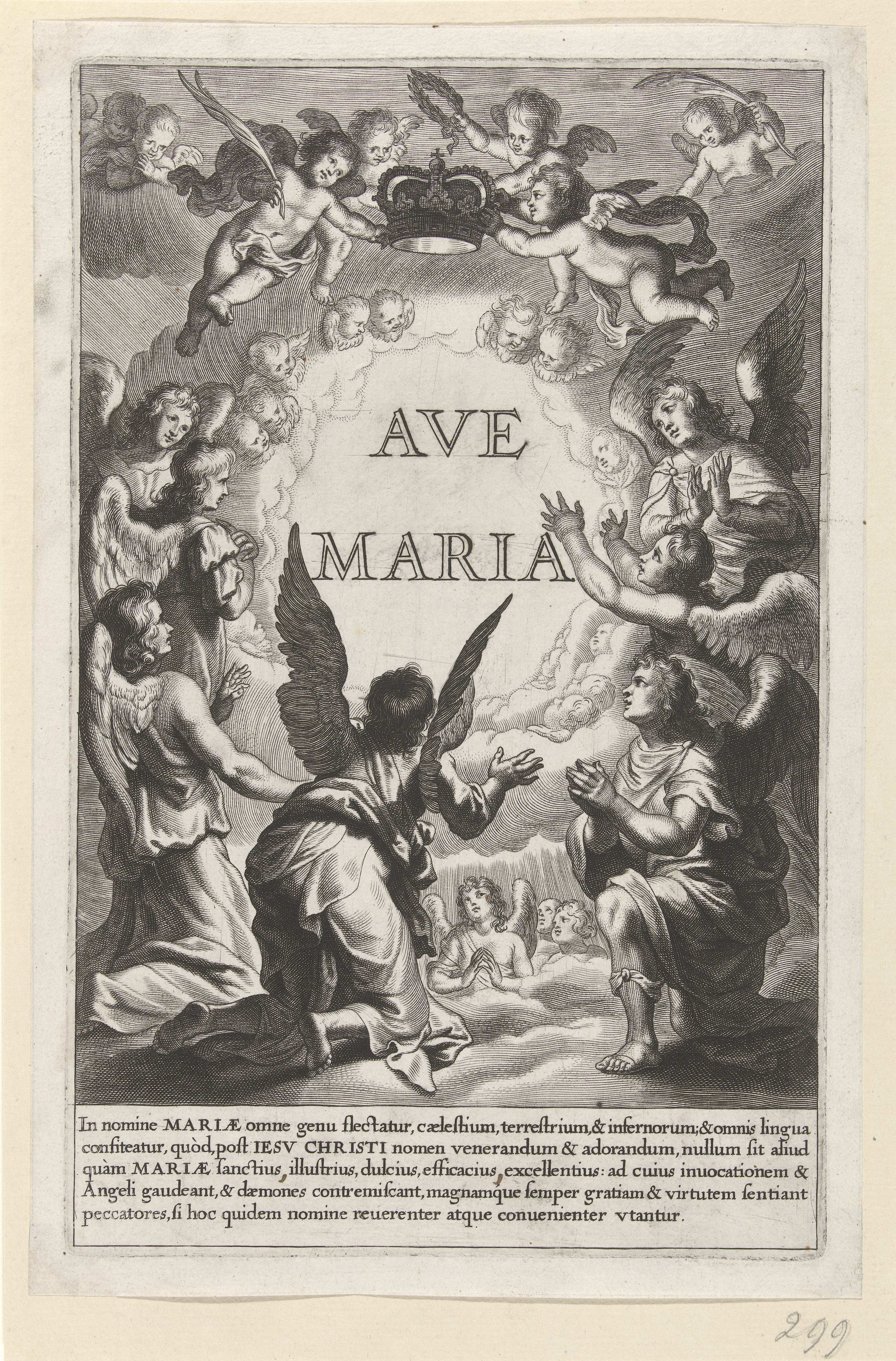 Groep engelen staat klaar voor de kroning van Maria