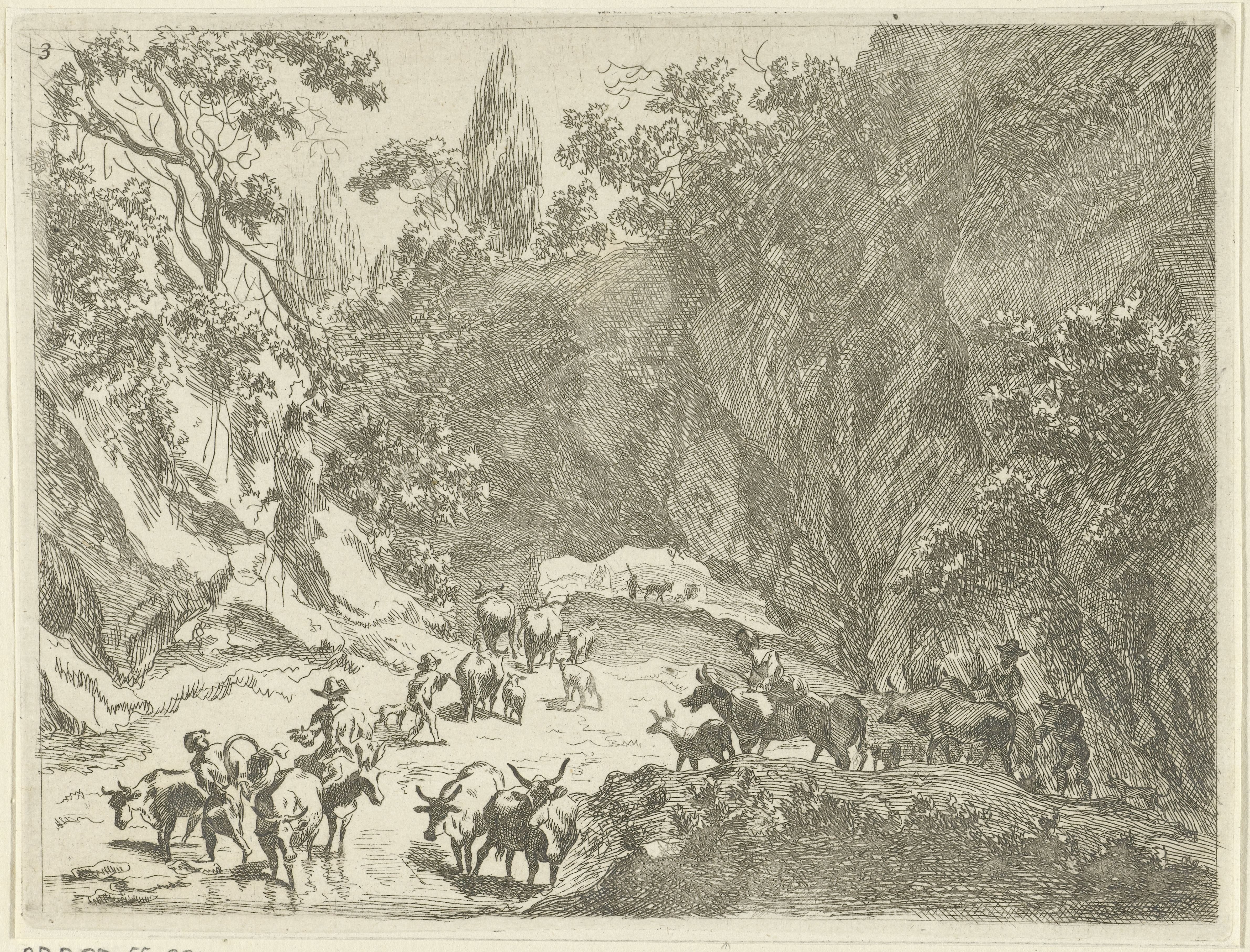 Berglandschap met herders en vee