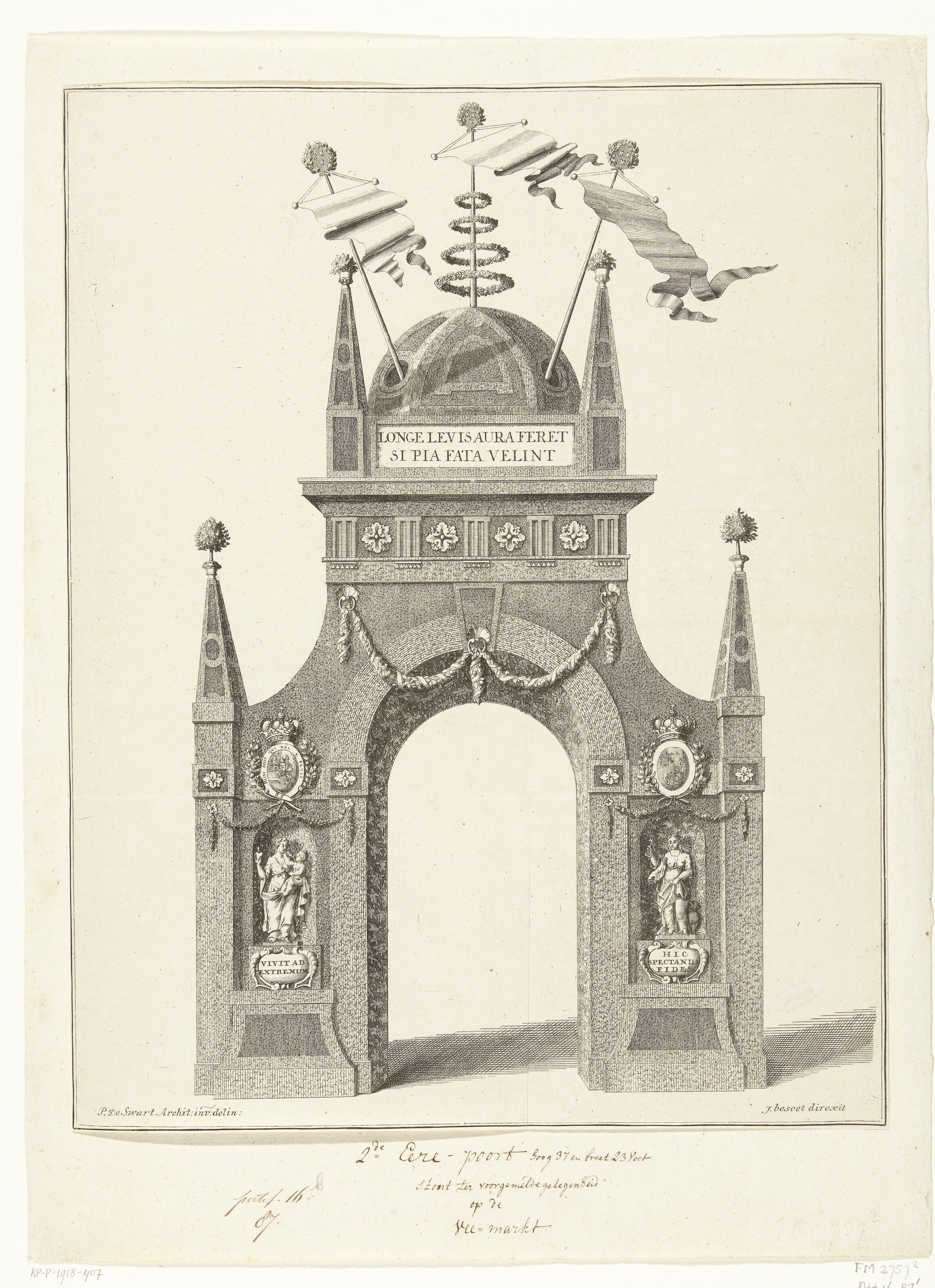 Erepoort aan de Veemarkt bij de intrede van Willem IV en zijn gemalin te Breda op 13 september 1737