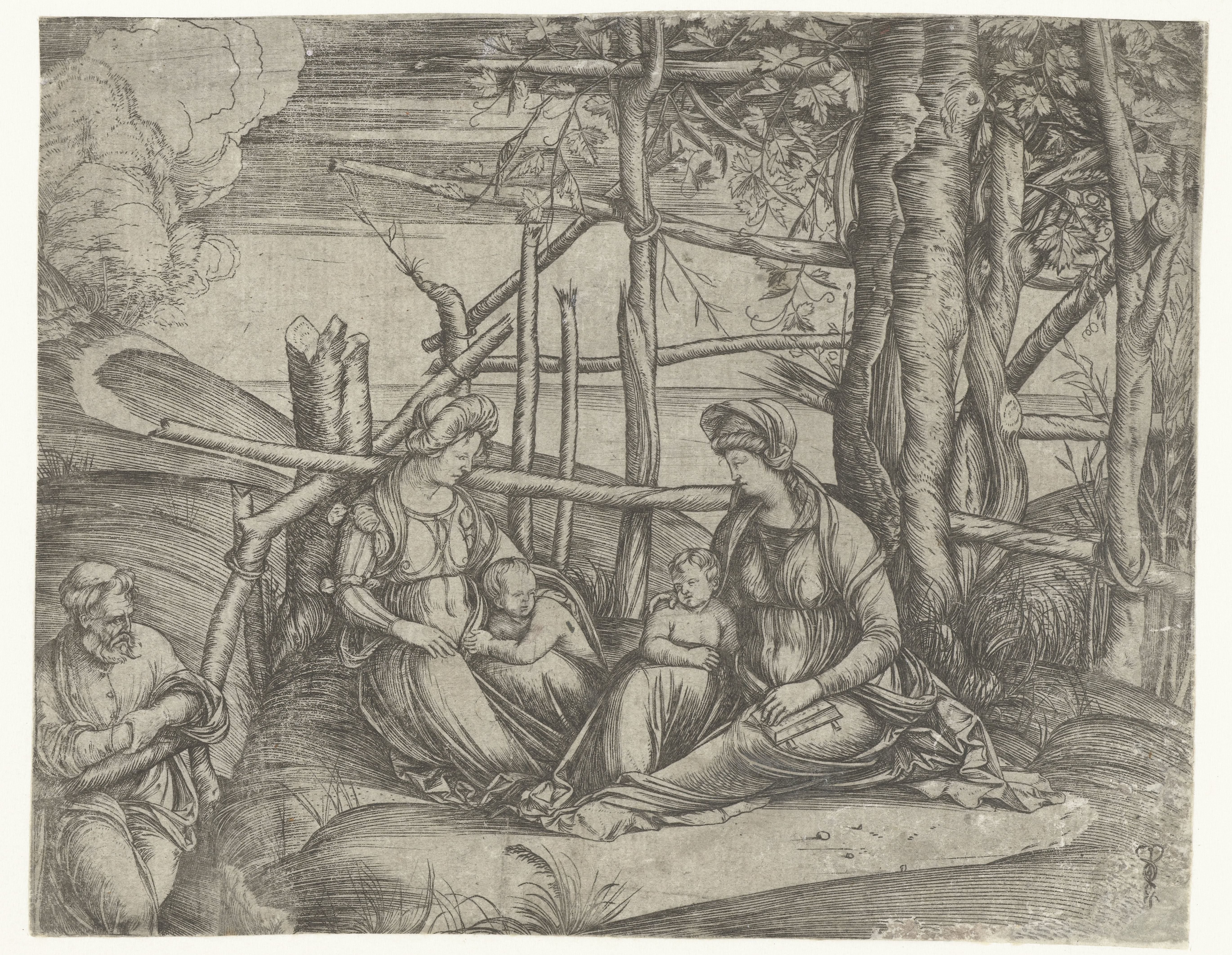 Heilige familie met Elisabeth en Johannes de Doper