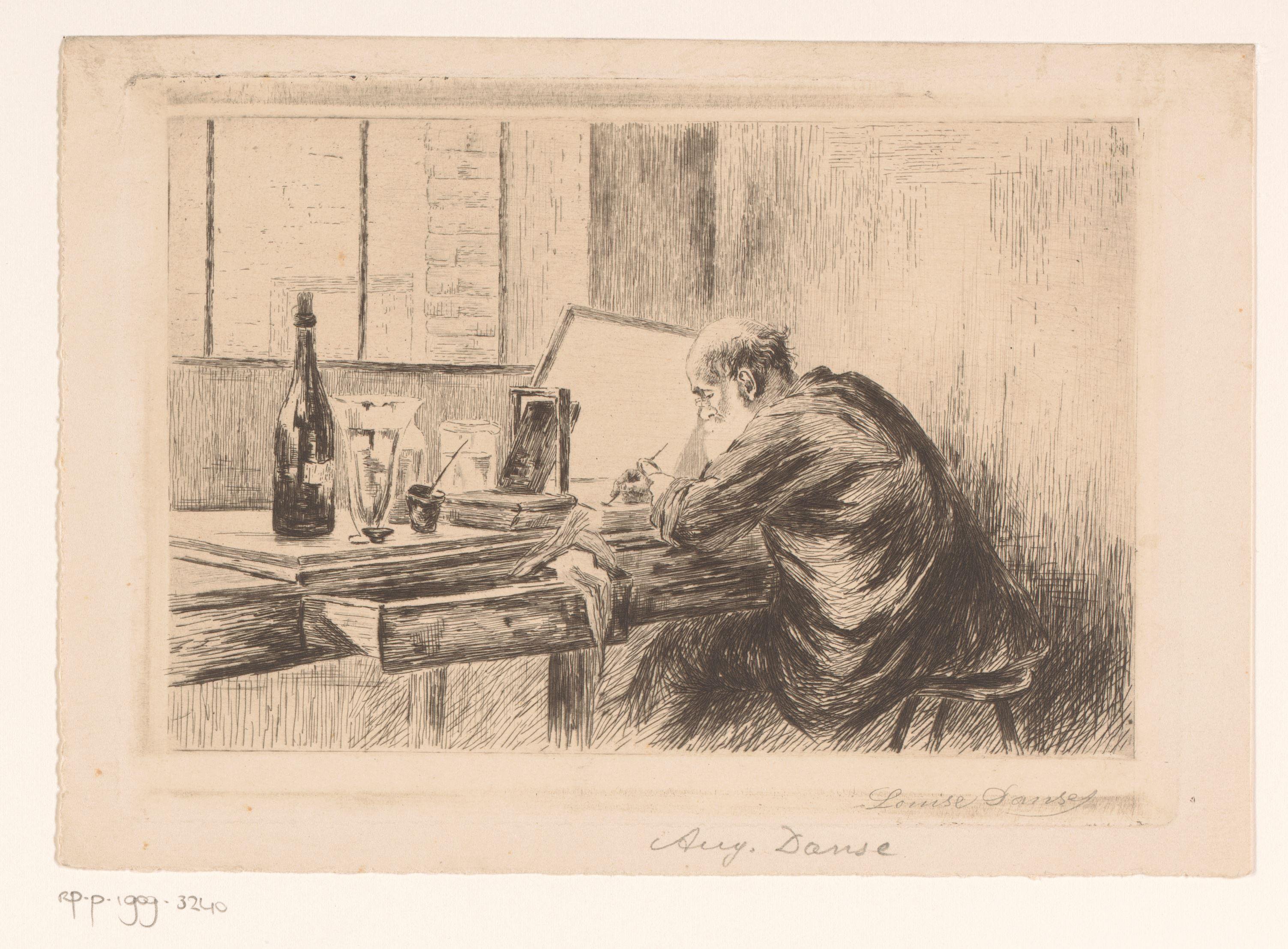 Auguste Danse aan het etsen