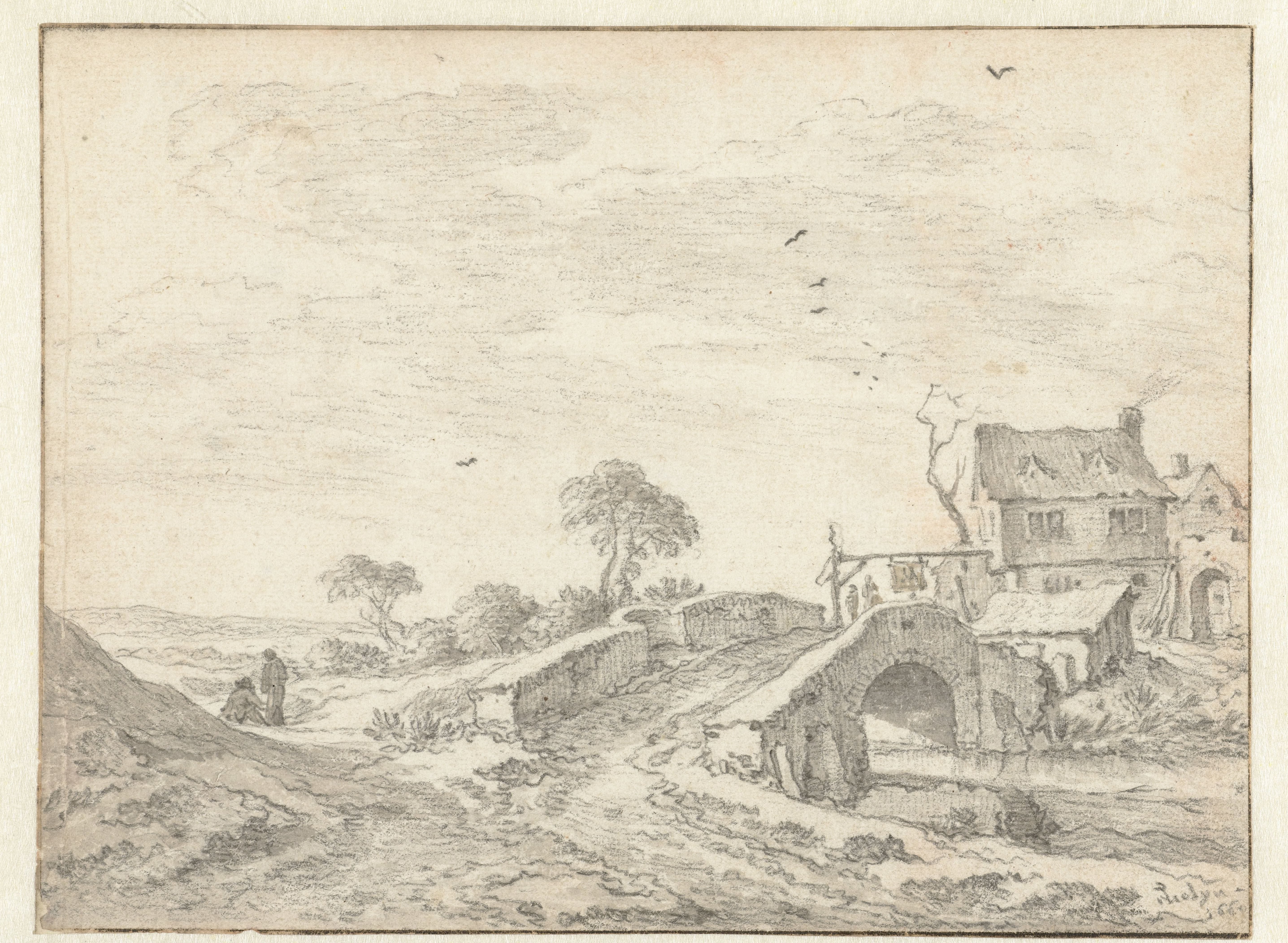 Stenen brug bij een herberg