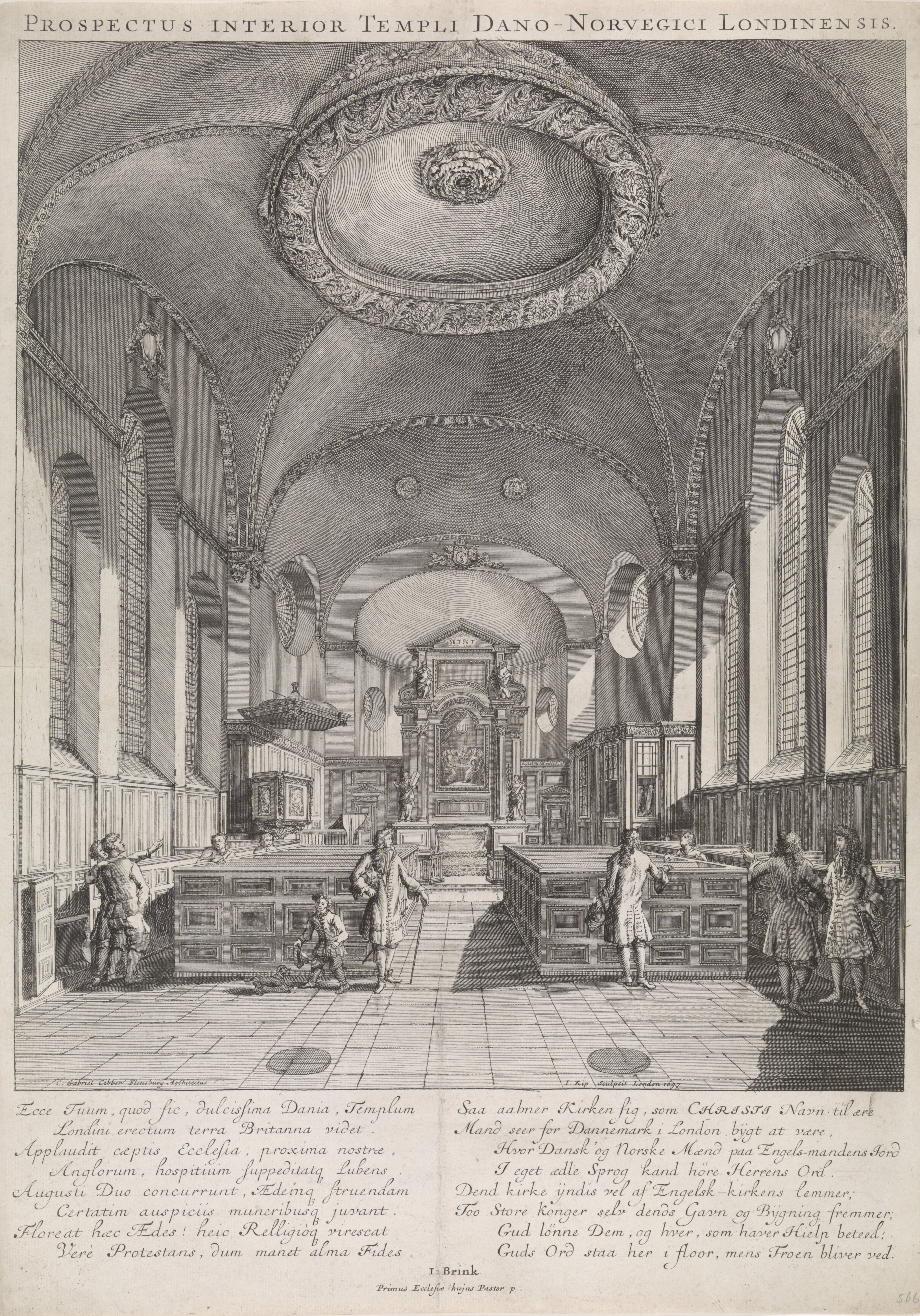 Interieur van de Deense Kerk te Londen