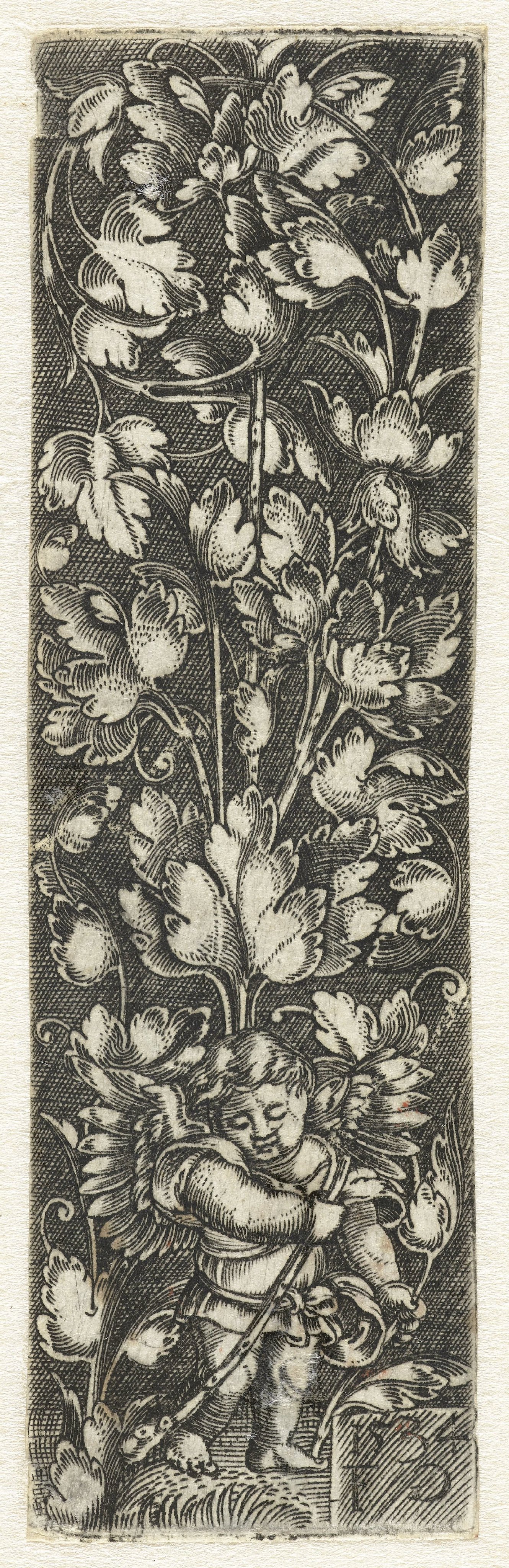 Ornament met putto met knots