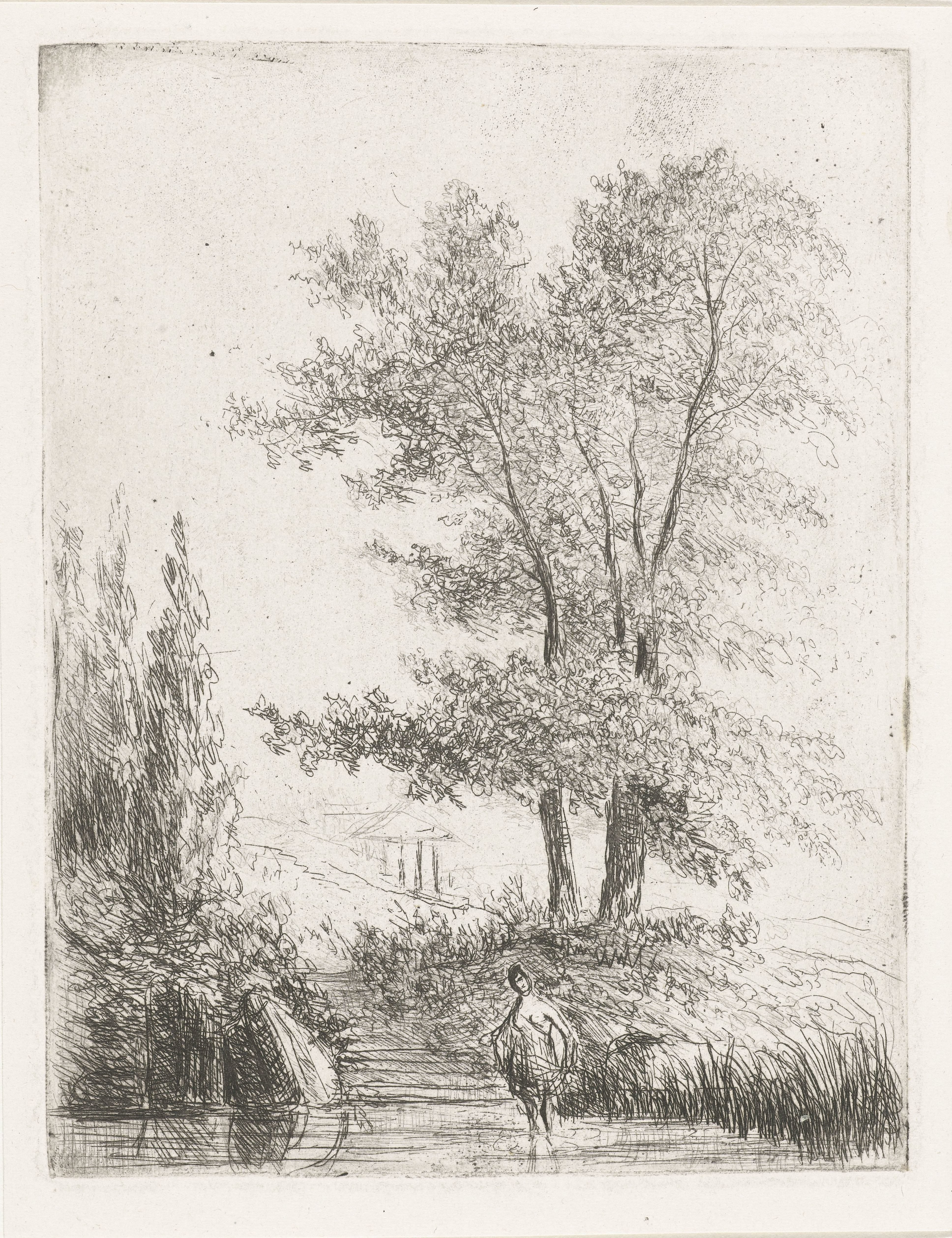 Heuvellandschap met baadster
