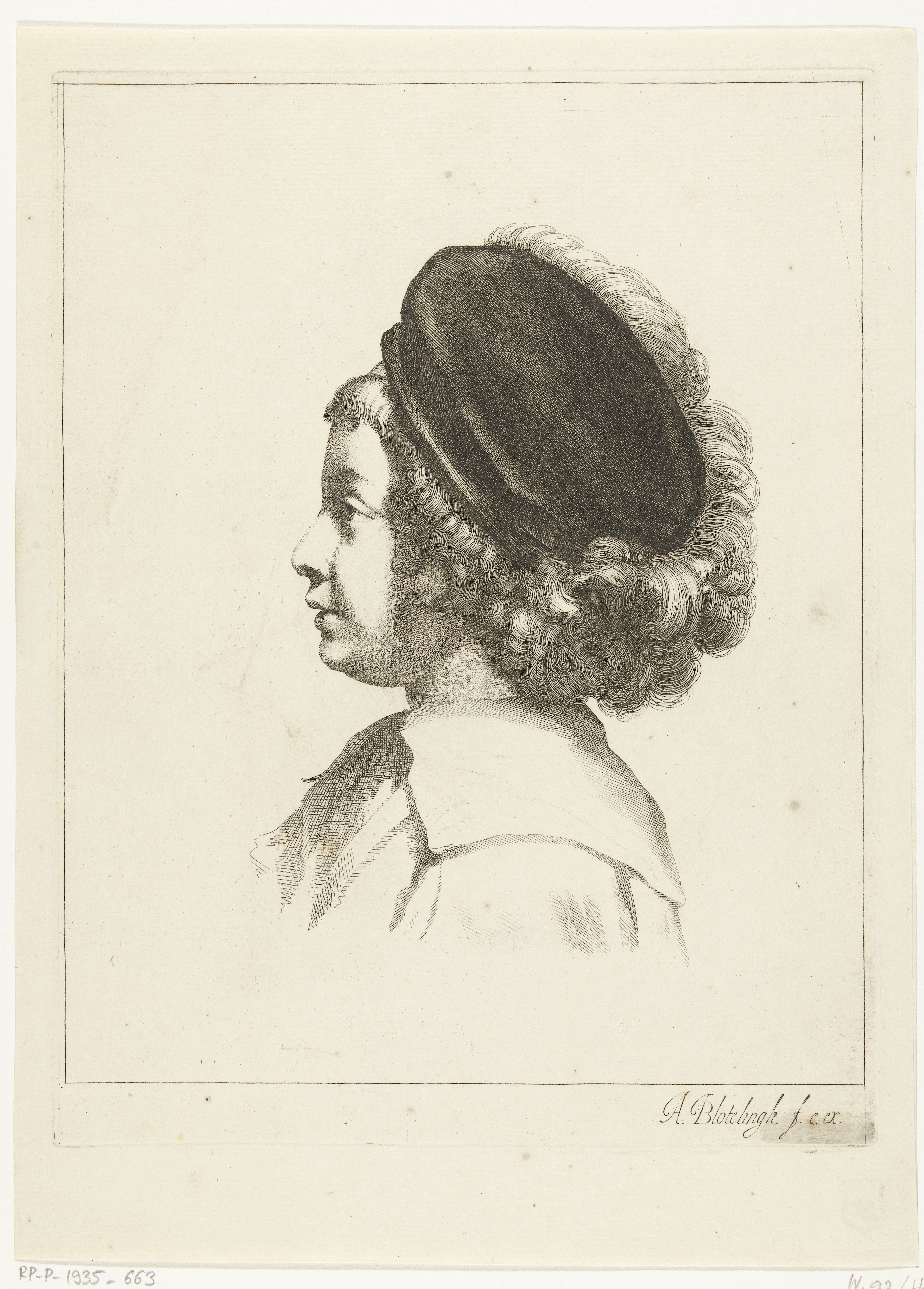 Portretbuste van de zoon van Peter Paul Rubens met zwarte pet op