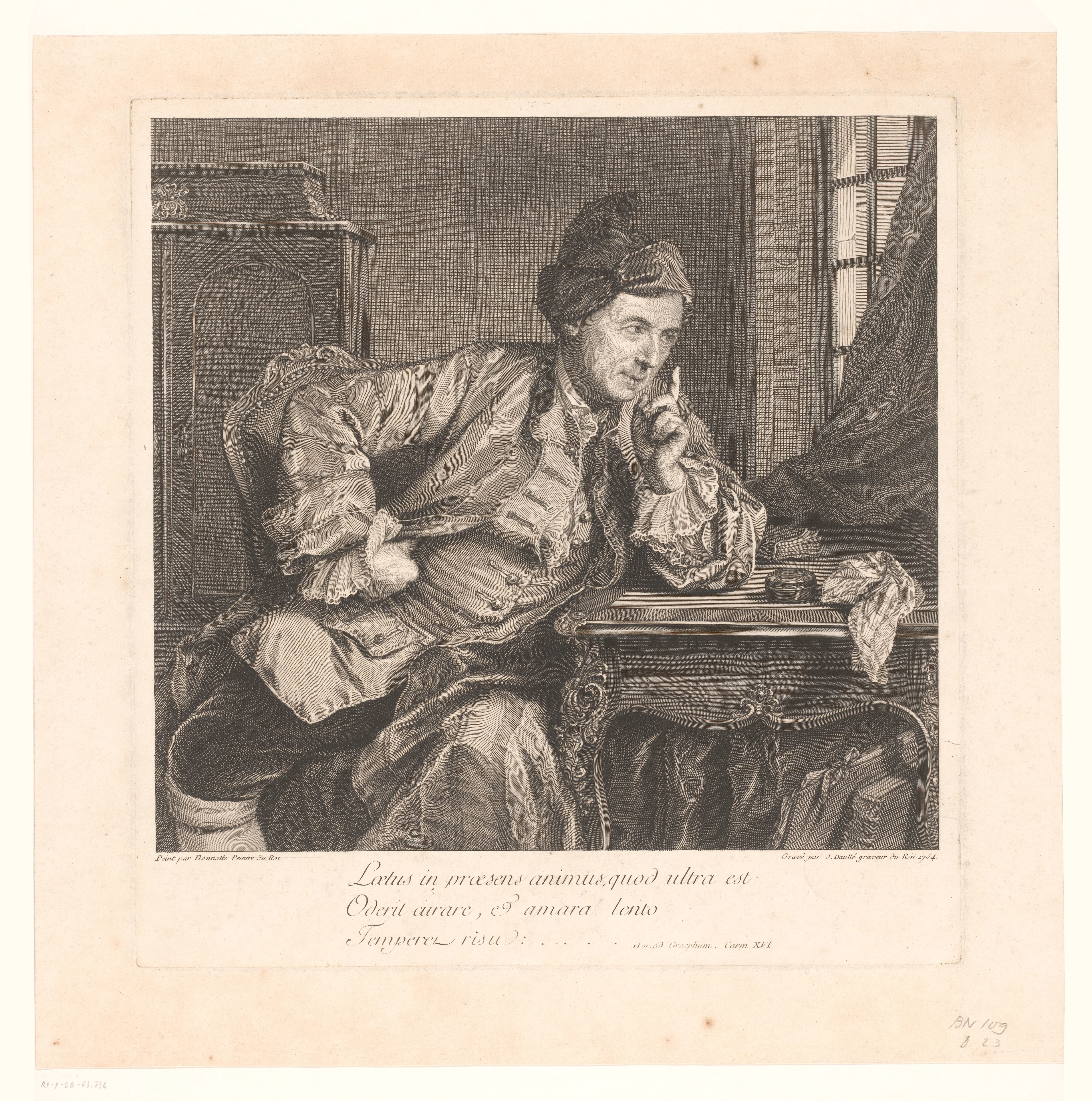 Portret van Jean Vincent Capronnier de Gauffecourt